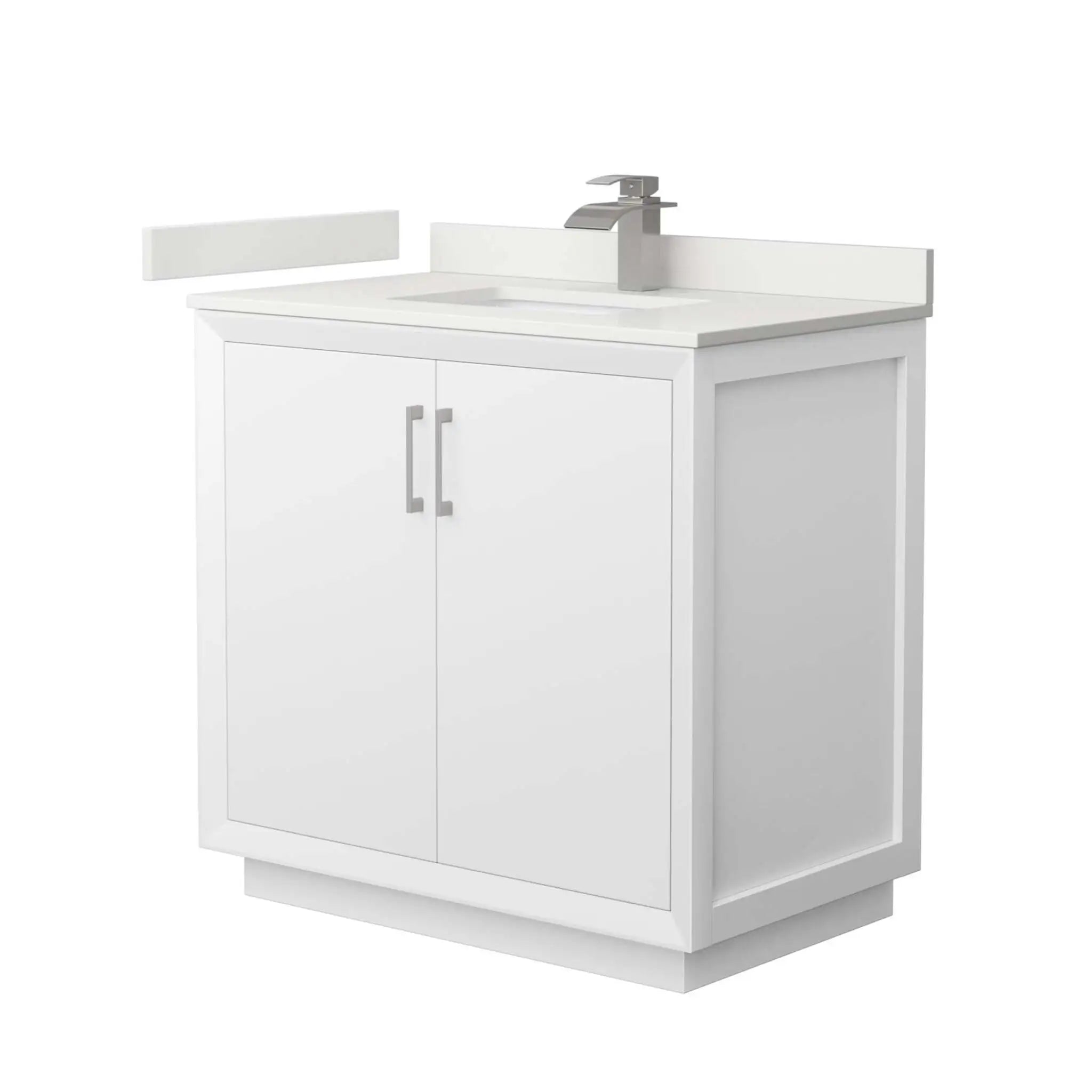 36" Strada Single Bathroom Vanity in White with Brushed Nickel Trim by Wyndham