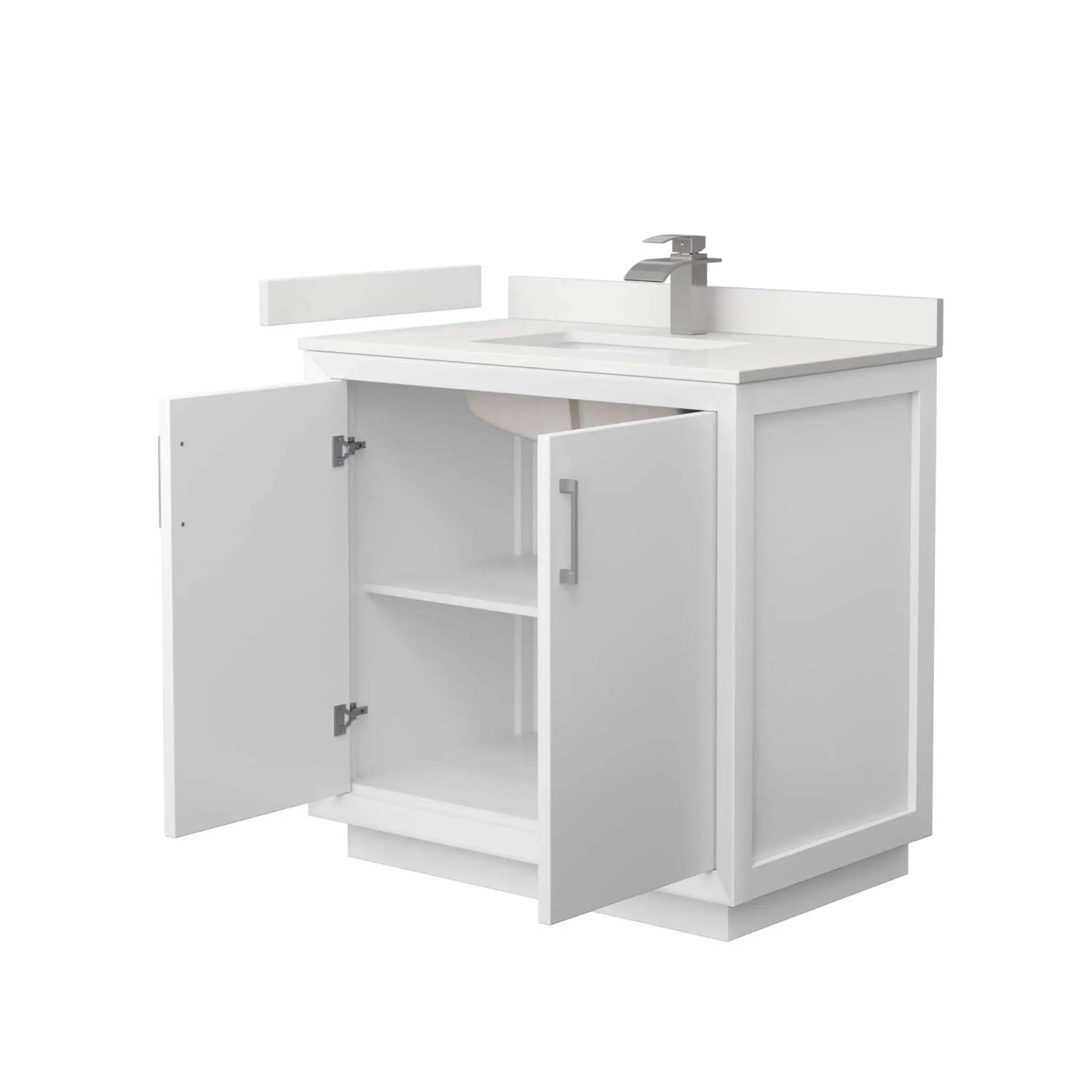 36" Strada Single Bathroom Vanity in White with Brushed Nickel Trim by Wyndham