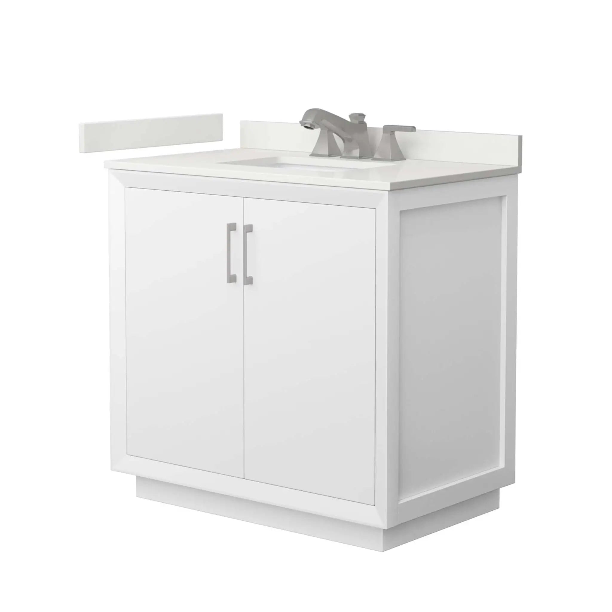36" Strada Single Bathroom Vanity in White with Brushed Nickel Trim by Wyndham