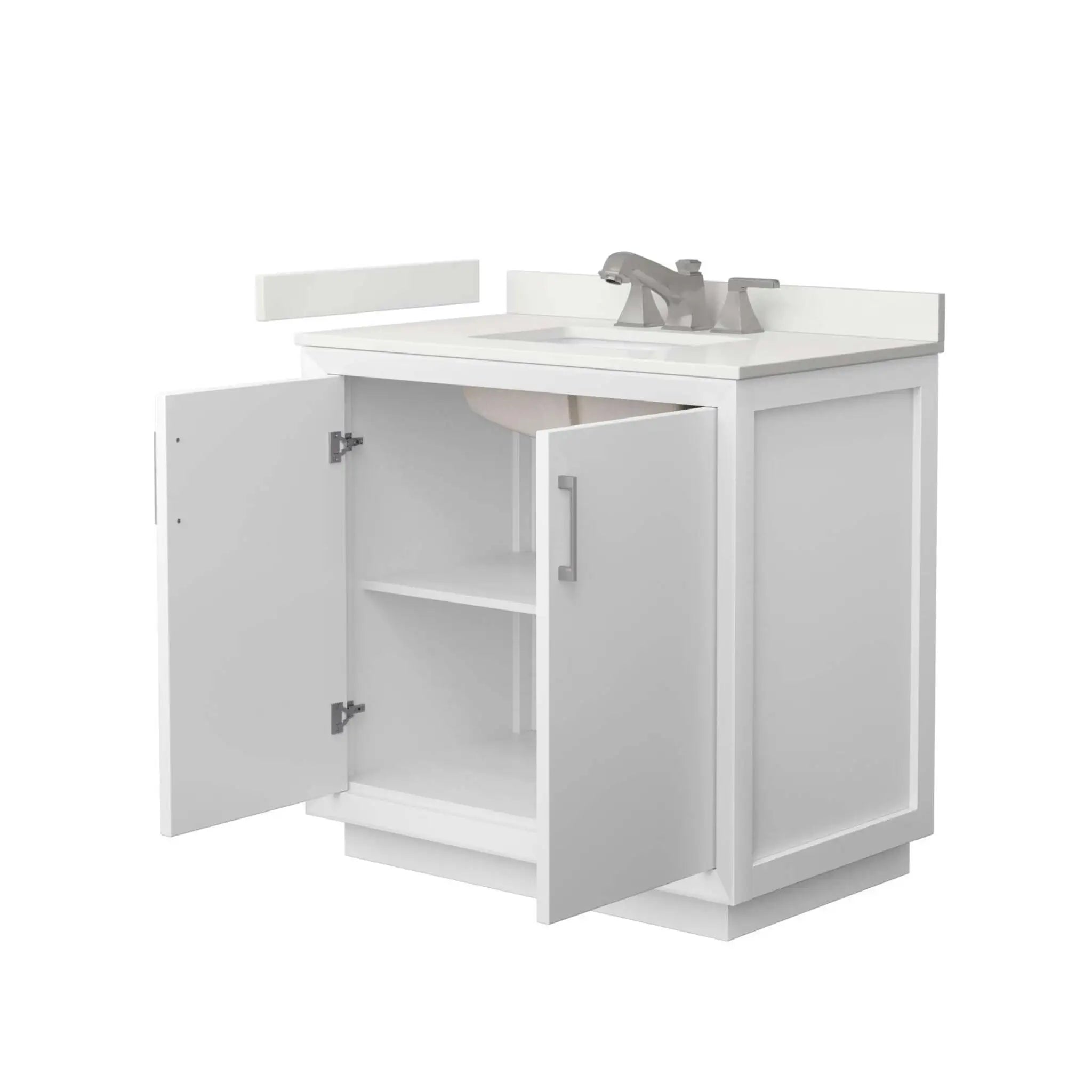 36" Strada Single Bathroom Vanity in White with Brushed Nickel Trim by Wyndham