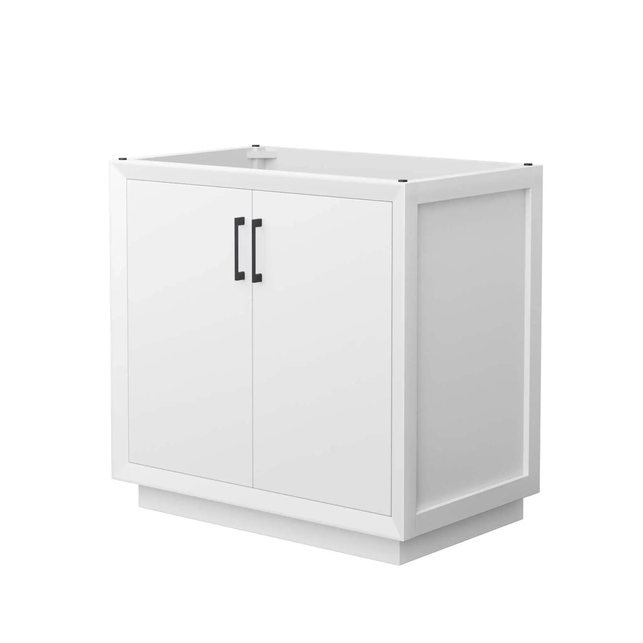 36" Strada Single Bathroom Vanity in White with Matte Black Trim by Wyndham