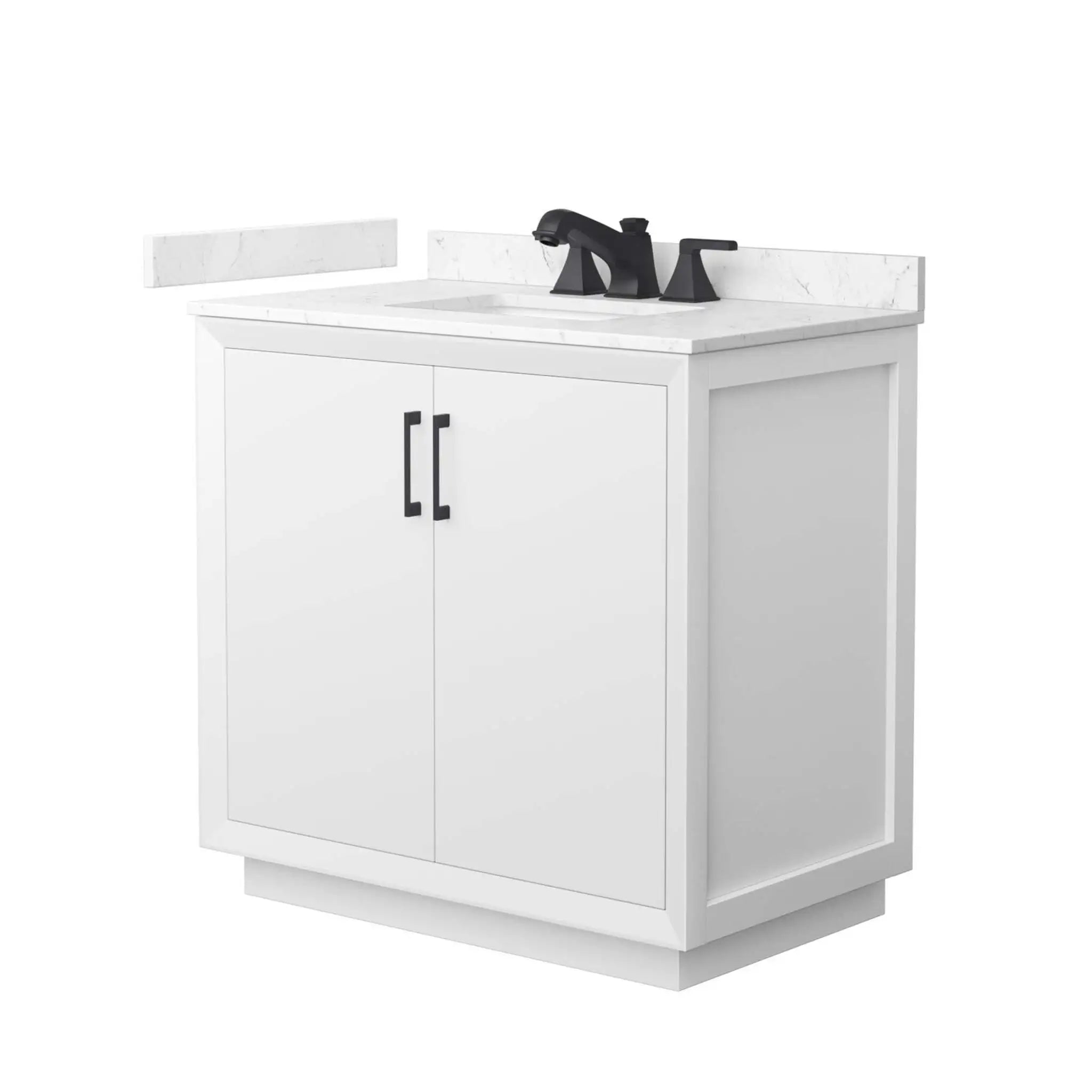 36" Strada Single Bathroom Vanity in White with Matte Black Trim by Wyndham