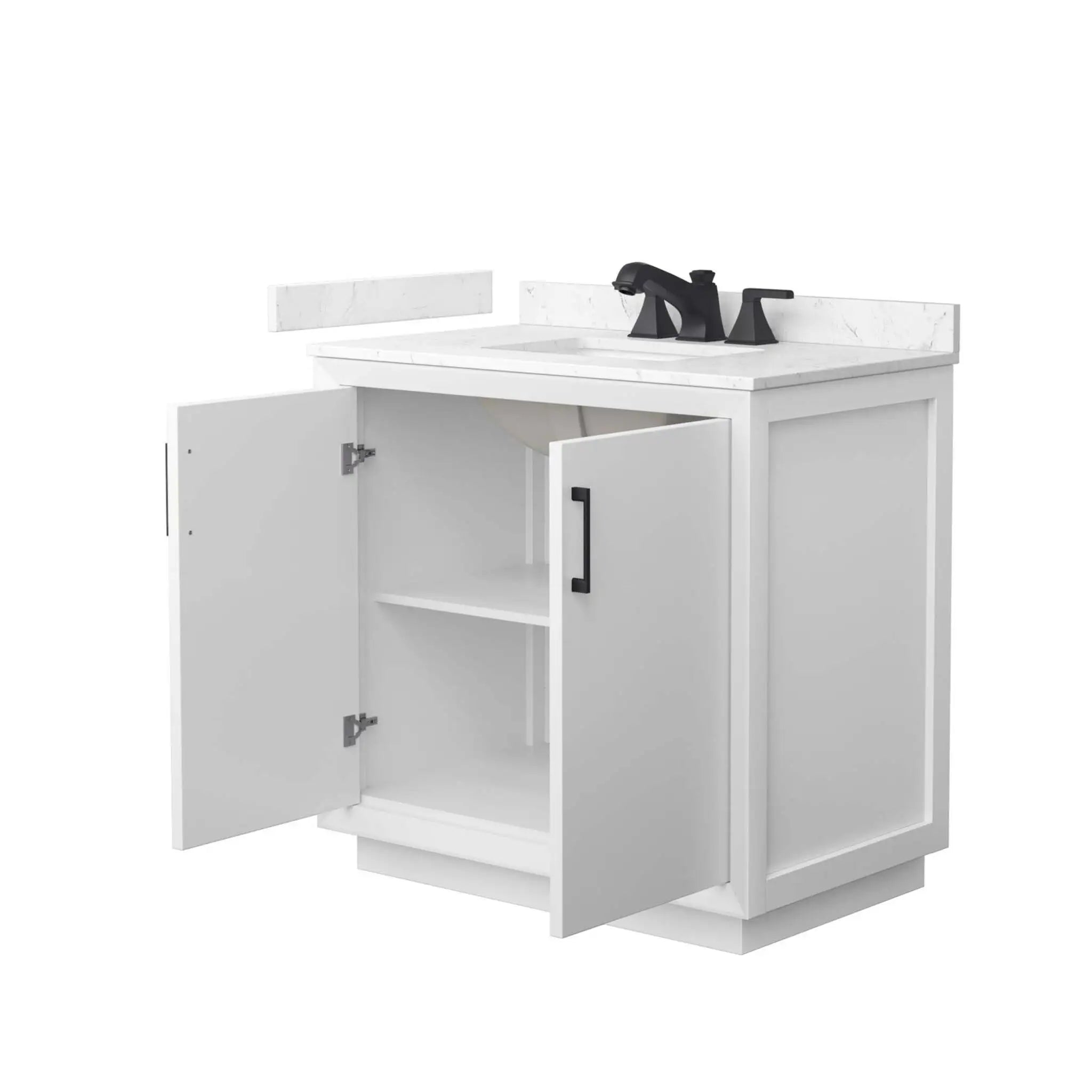 36" Strada Single Bathroom Vanity in White with Matte Black Trim by Wyndham