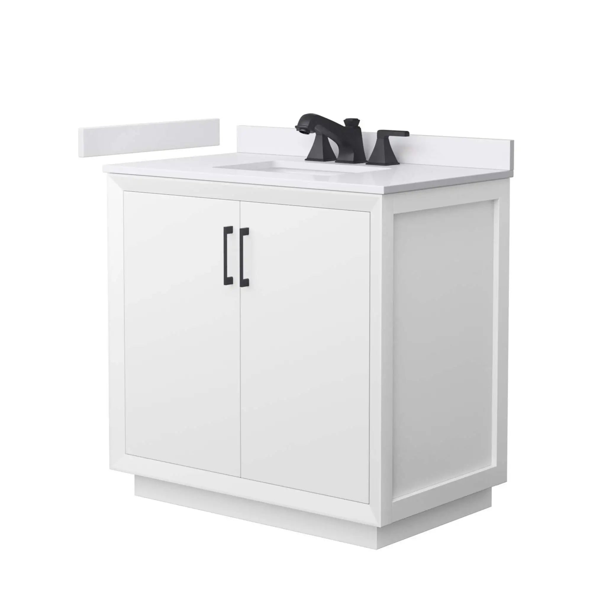 36" Strada Single Bathroom Vanity in White with Matte Black Trim by Wyndham