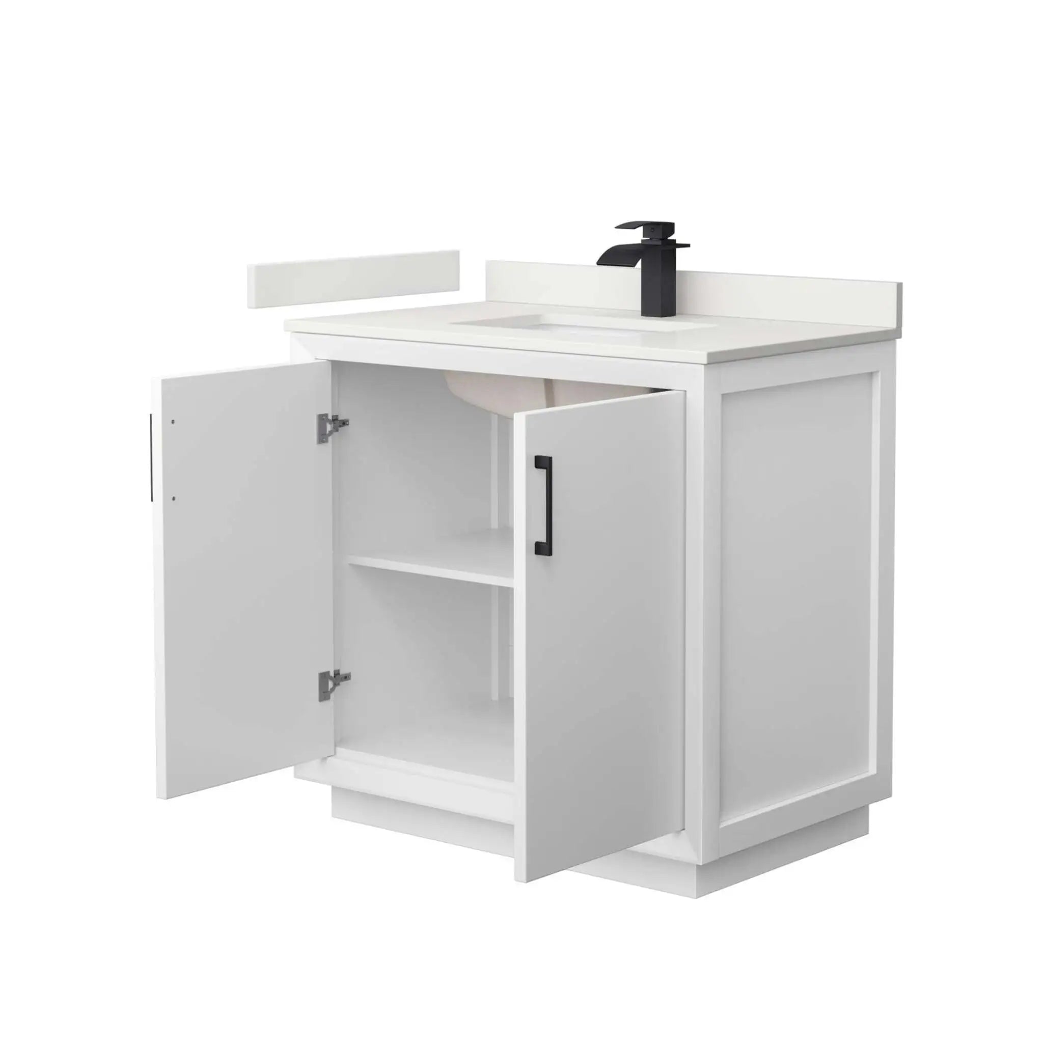 36" Strada Single Bathroom Vanity in White with Matte Black Trim by Wyndham