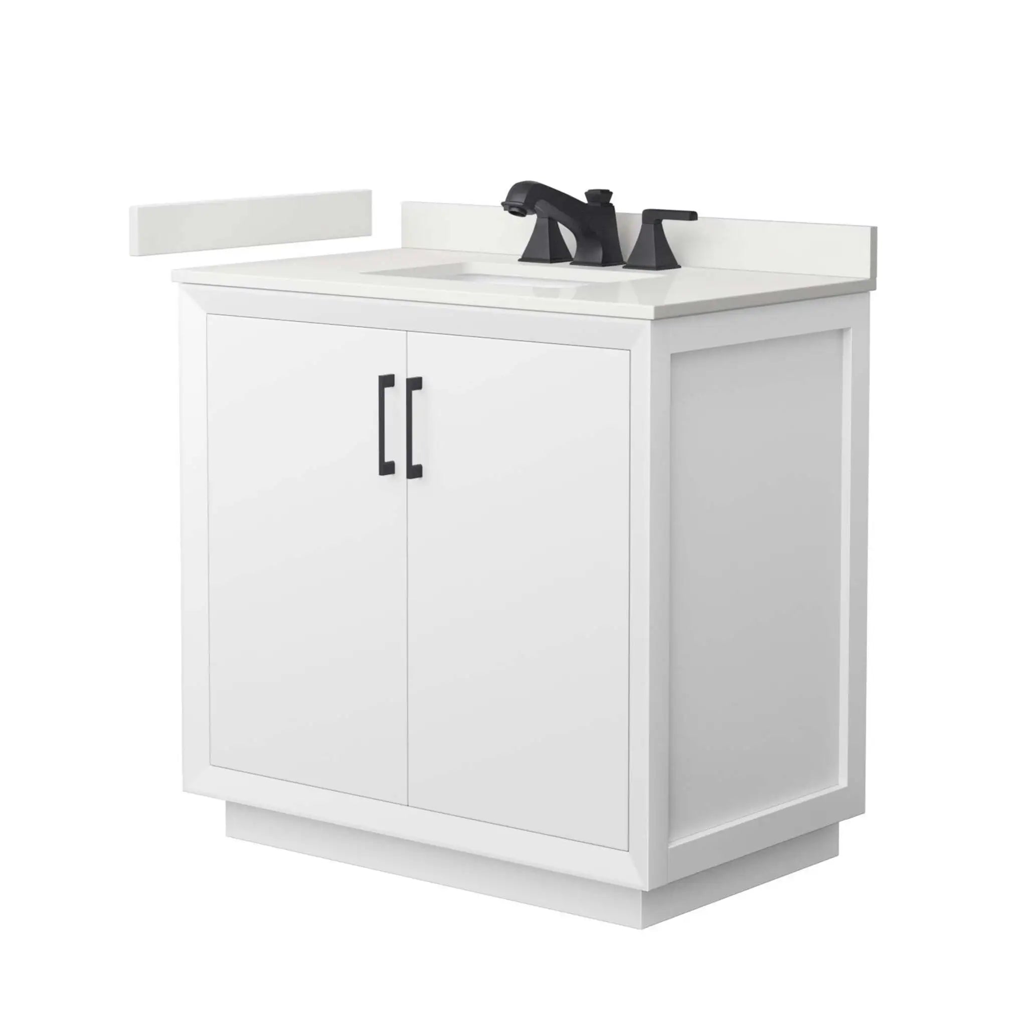 36" Strada Single Bathroom Vanity in White with Matte Black Trim by Wyndham