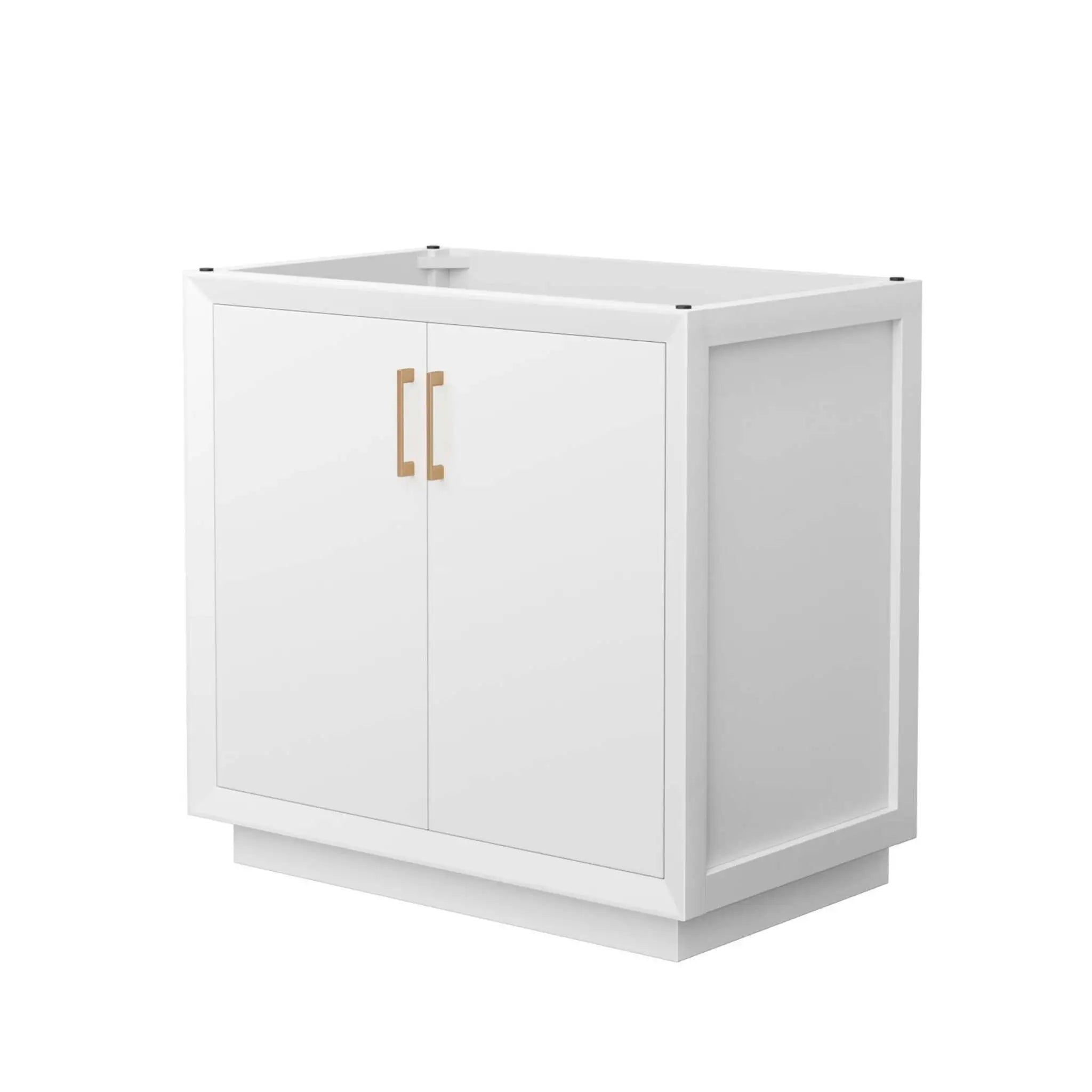 36" Strada Single Bathroom Vanity in White with Satin Bronze Trim by Wyndham