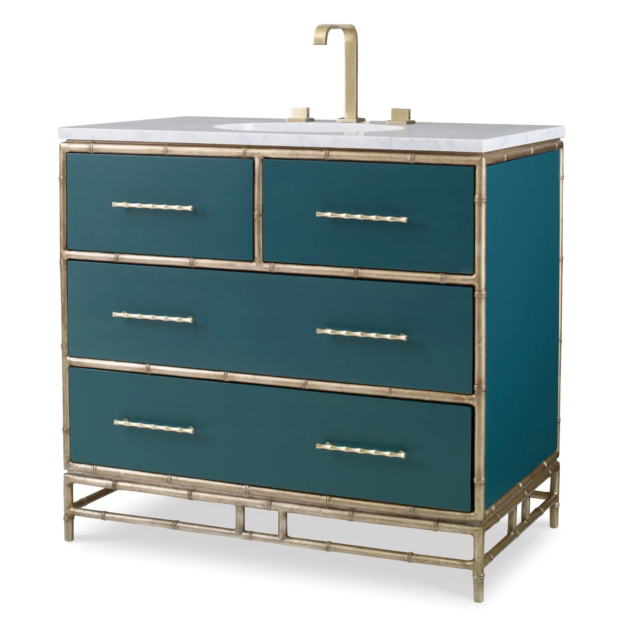 38" Chinoiserie Sink Chest - Peacock by Ambella Home image 1