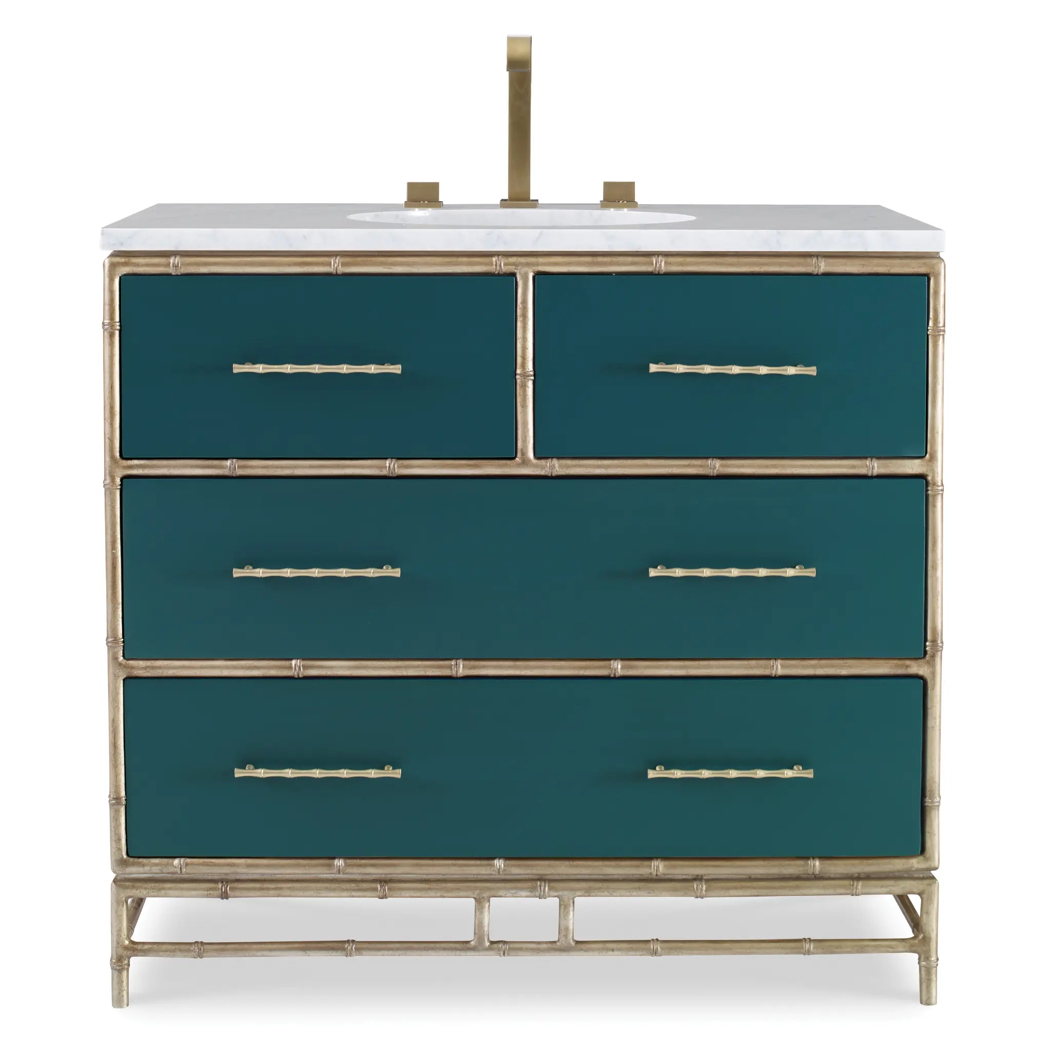 38" Chinoiserie Sink Chest - Peacock by Ambella Home image