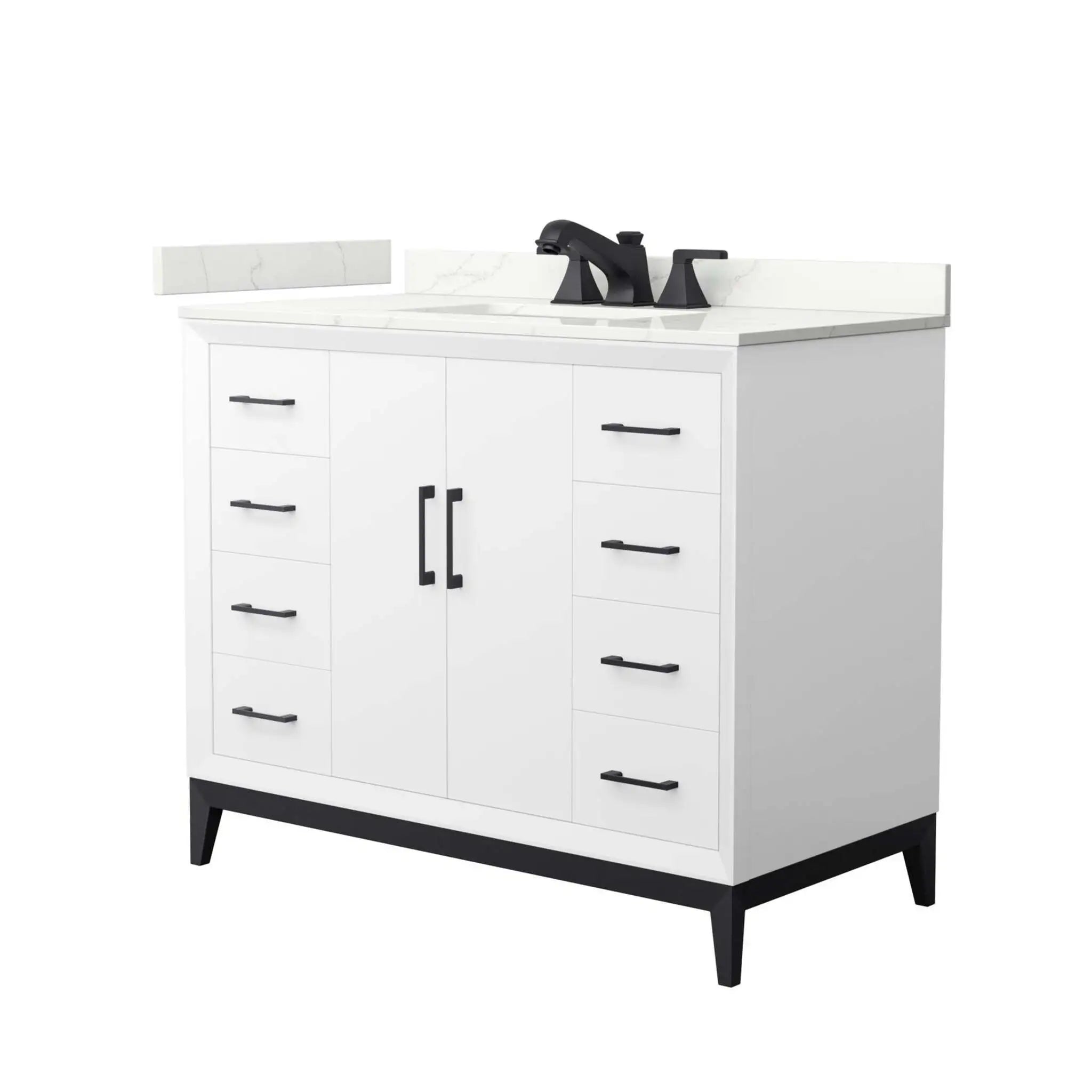 42" Amici Single Bathroom Vanity in White with Matte Black Trim by Wyndham