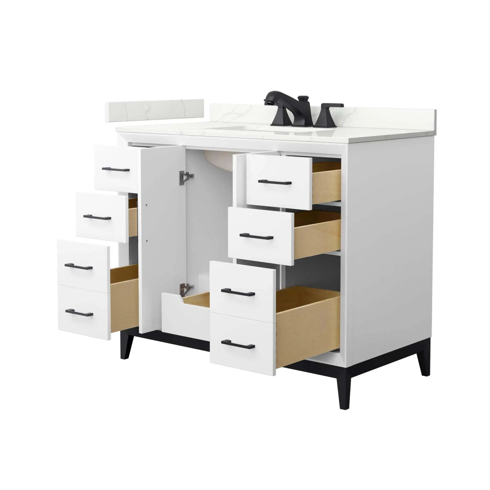 42" Amici Single Bathroom Vanity in White with Matte Black Trim by Wyndham