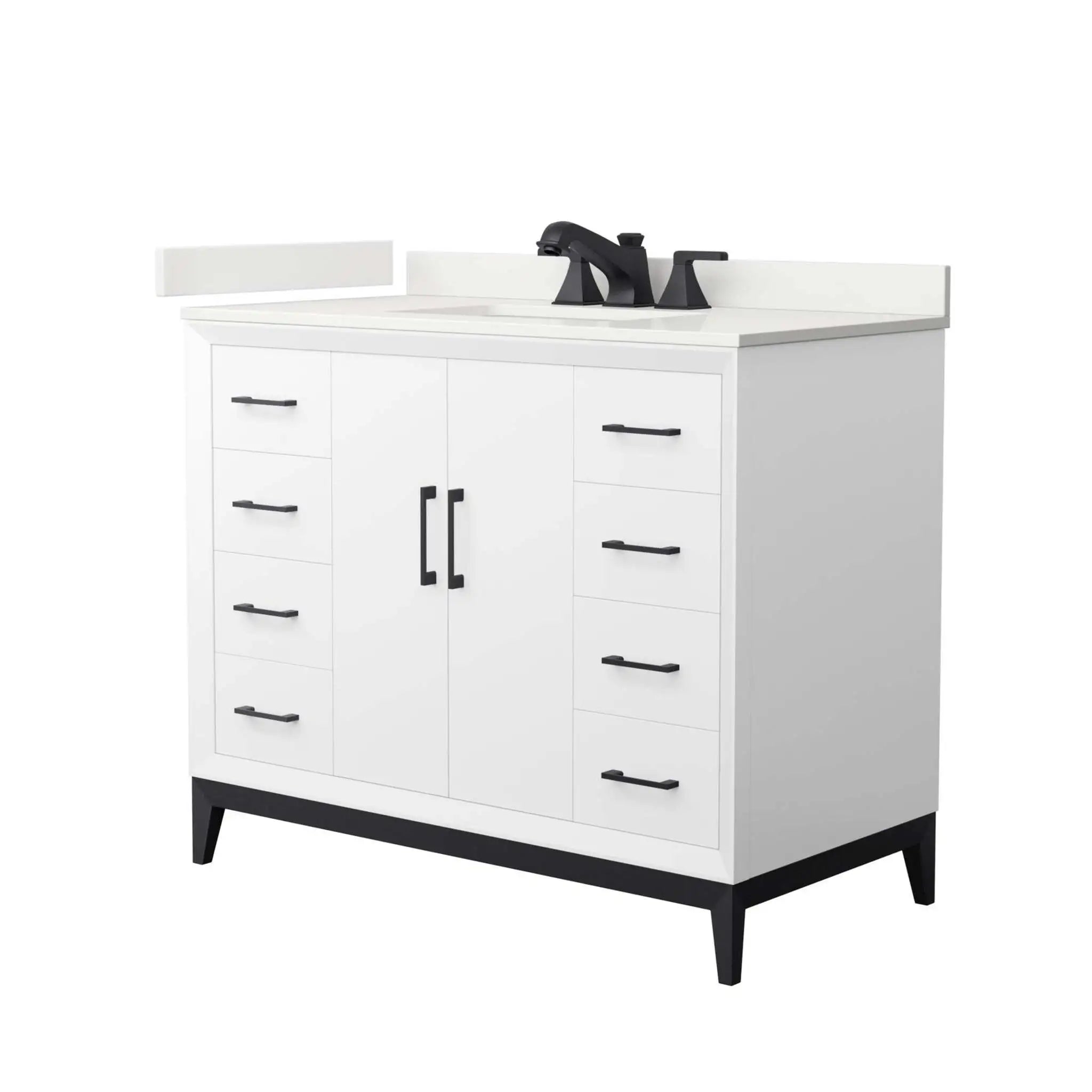 42" Amici Single Bathroom Vanity in White with Matte Black Trim by Wyndham