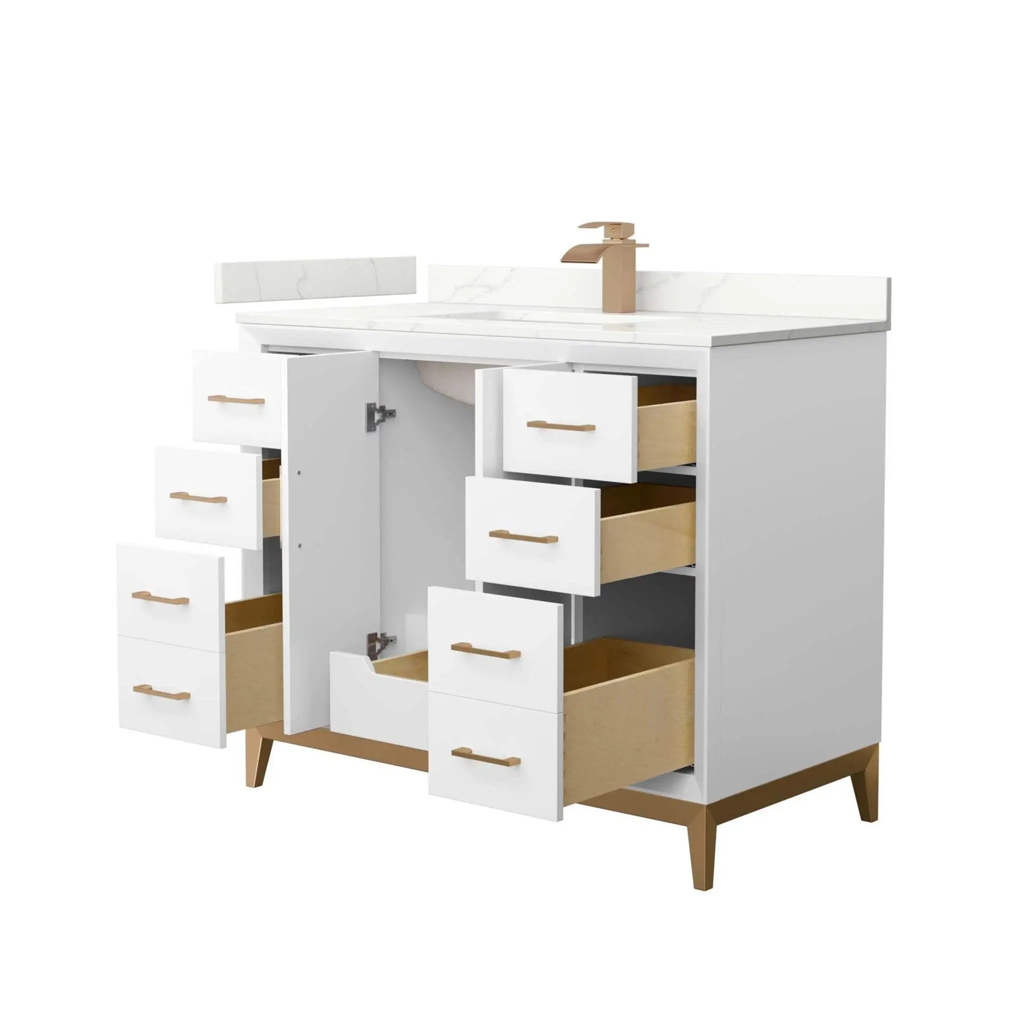 42" Amici Single Bathroom Vanity in White with Satin Bronze Trim by Wyndham