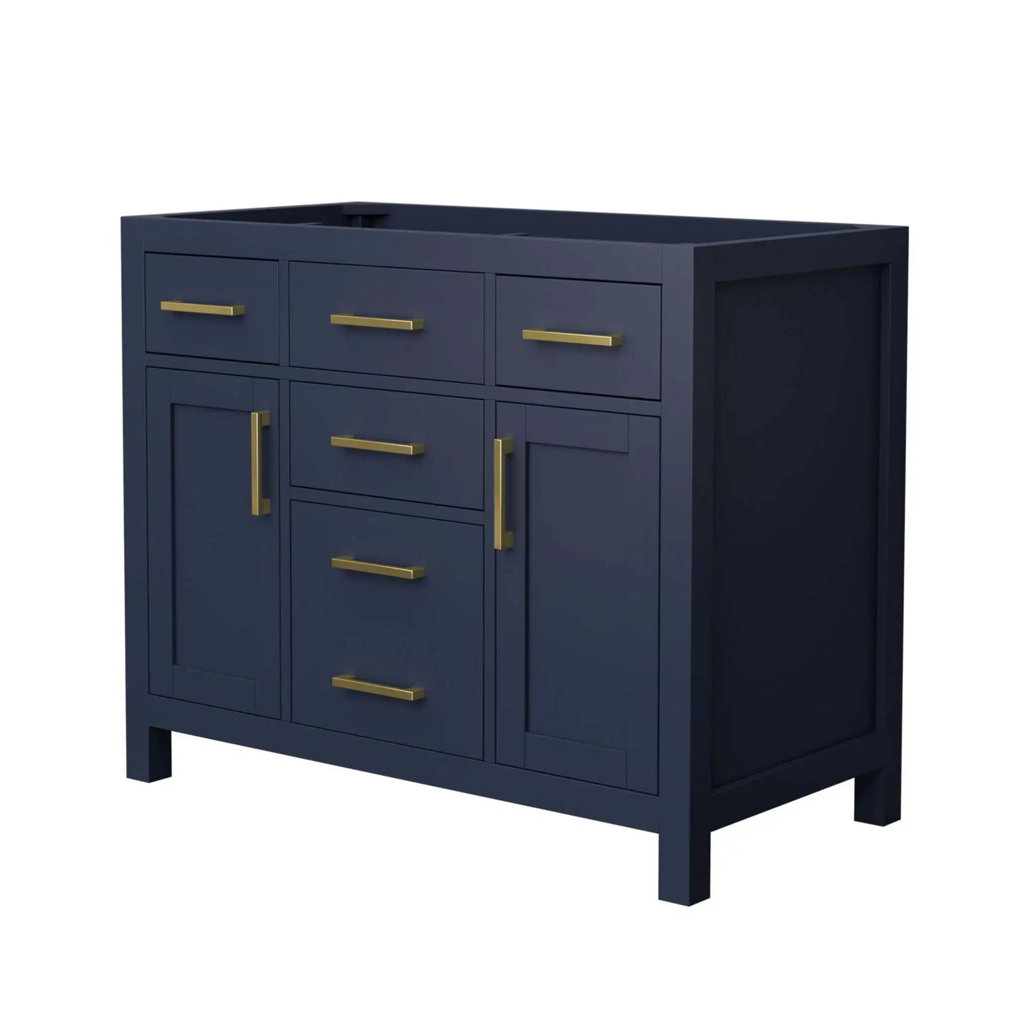 42" Beckett Single Bathroom Vanity in Dark Blue with Brushed Gold Trim by Wyndham