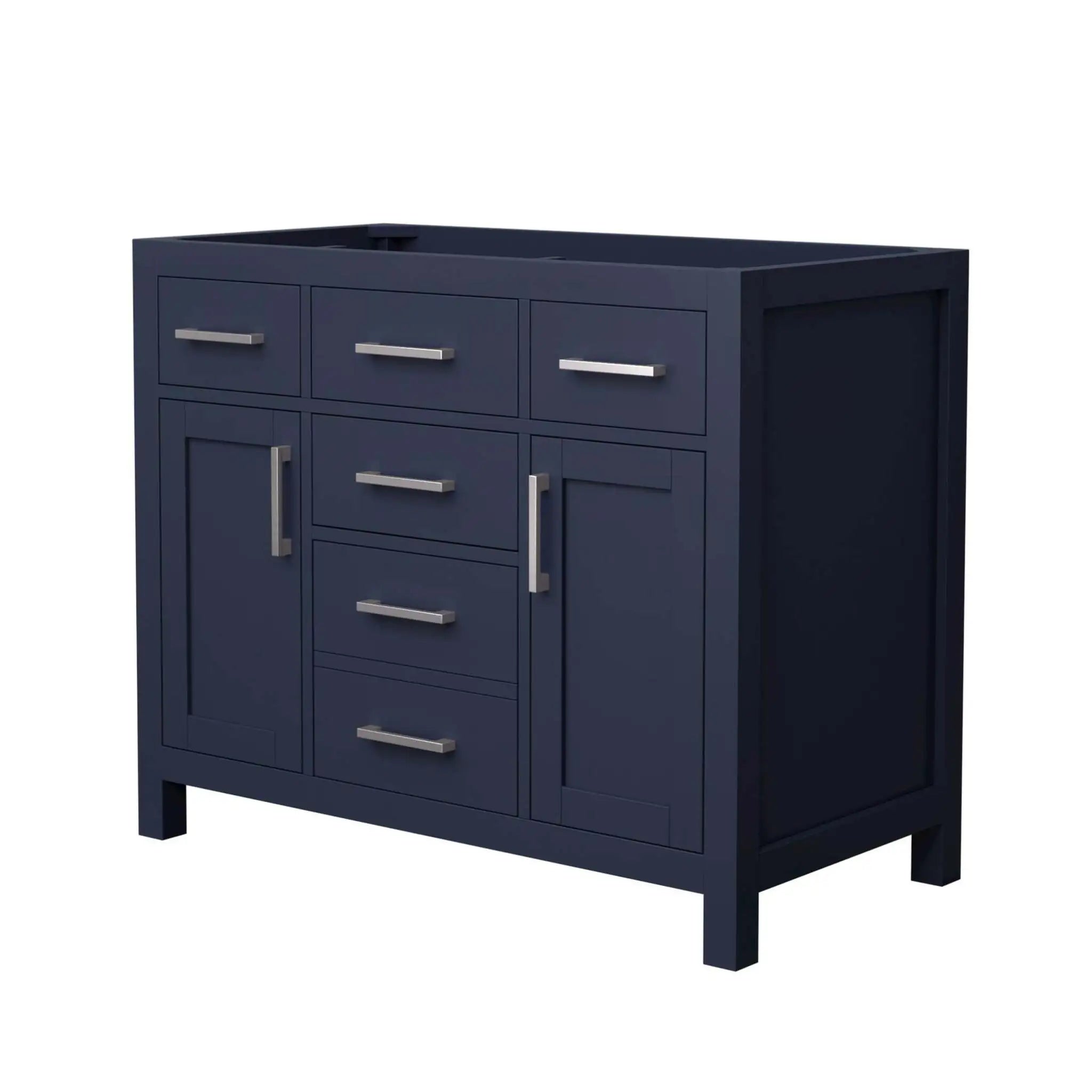 42" Beckett Single Bathroom Vanity in Dark Blue with Brushed Nickel Trim by Wyndham