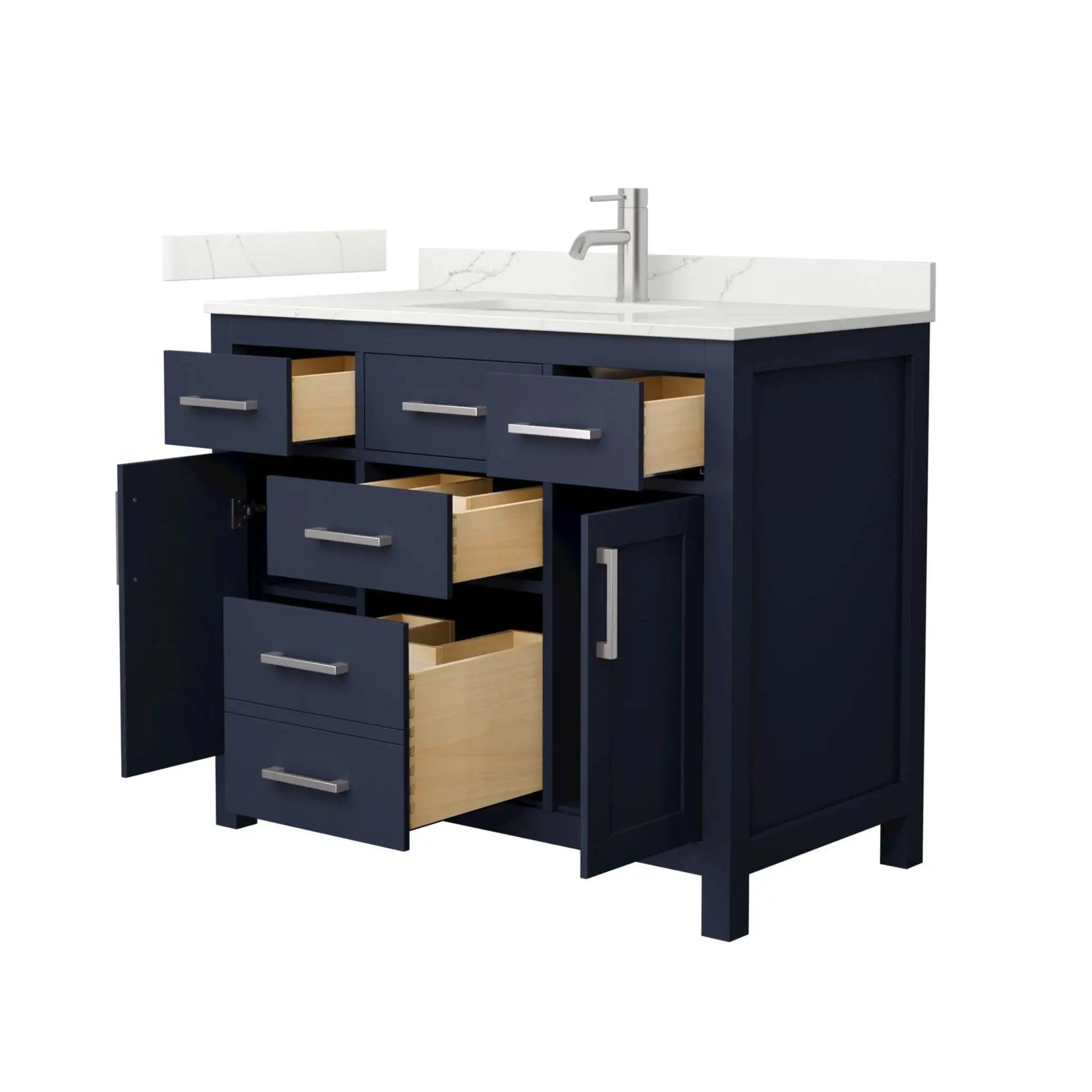 42" Beckett Single Bathroom Vanity in Dark Blue with Brushed Nickel Trim by Wyndham