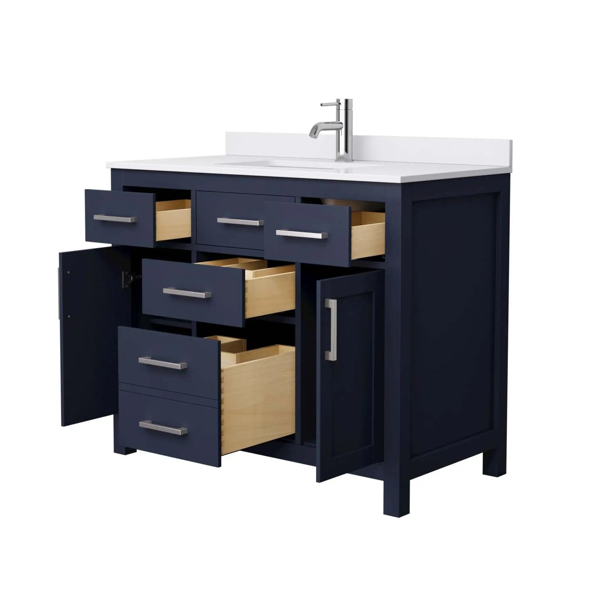 42" Beckett Single Bathroom Vanity in Dark Blue with Brushed Nickel Trim by Wyndham