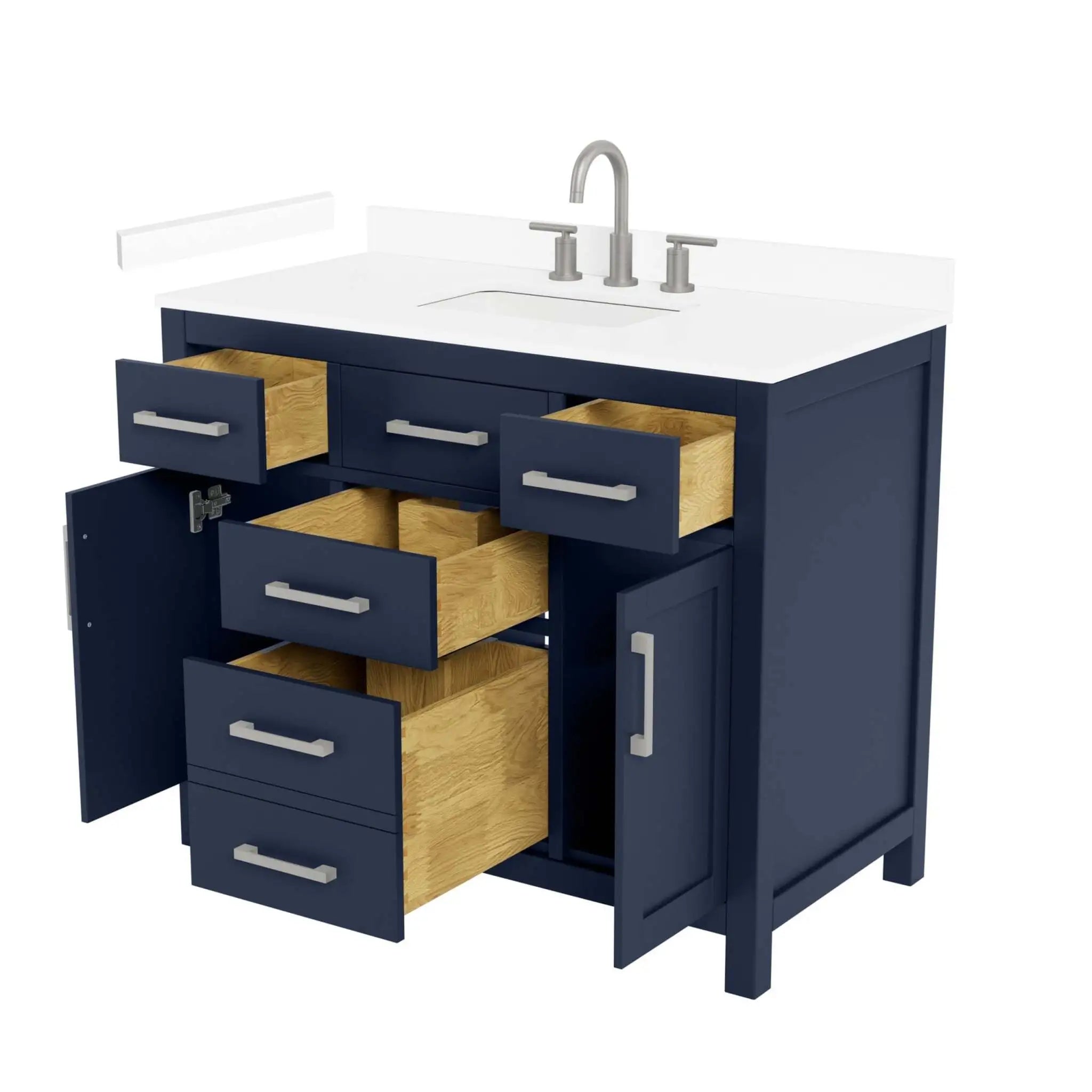 42" Beckett Single Bathroom Vanity in Dark Blue with Brushed Nickel Trim by Wyndham