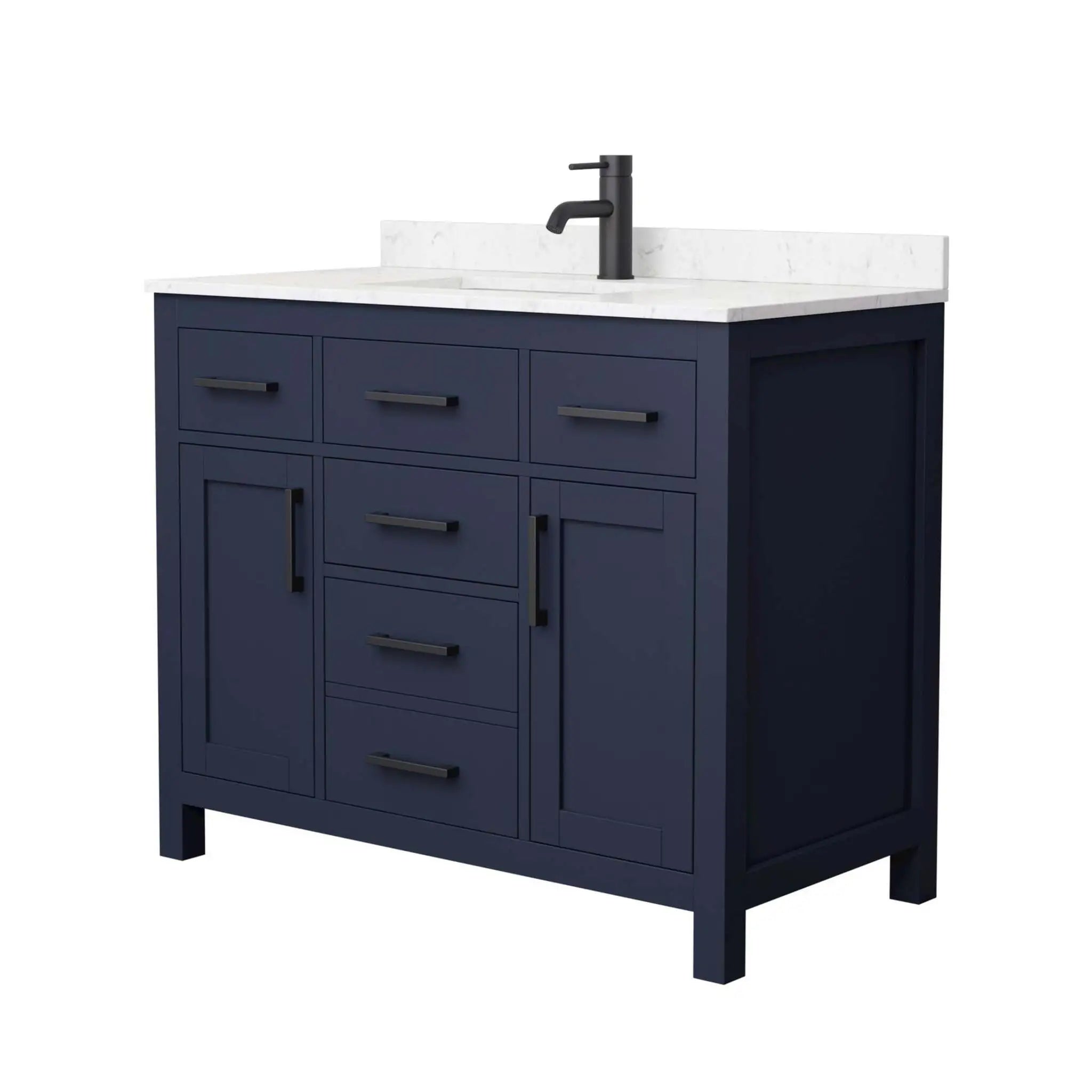 42" Beckett Single Bathroom Vanity in Dark Blue with Matte Black Trim by Wyndham