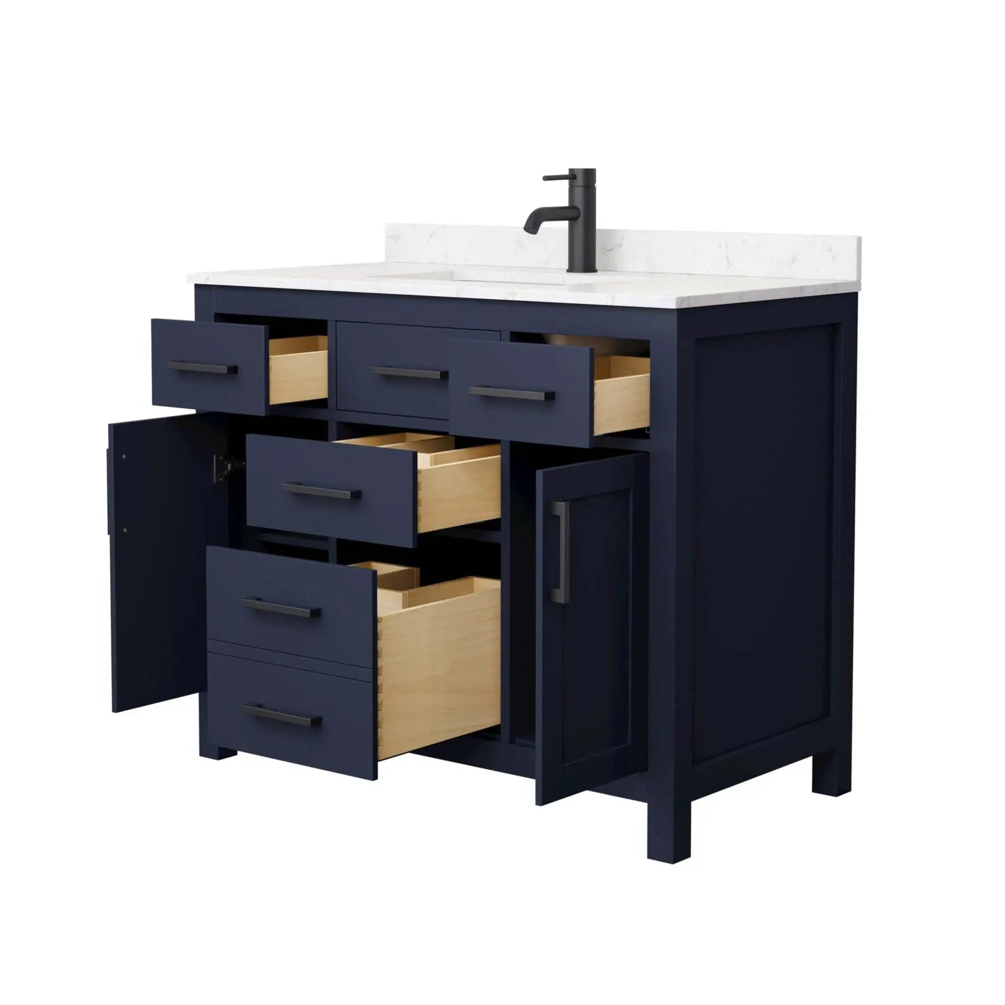42" Beckett Single Bathroom Vanity in Dark Blue with Matte Black Trim by Wyndham