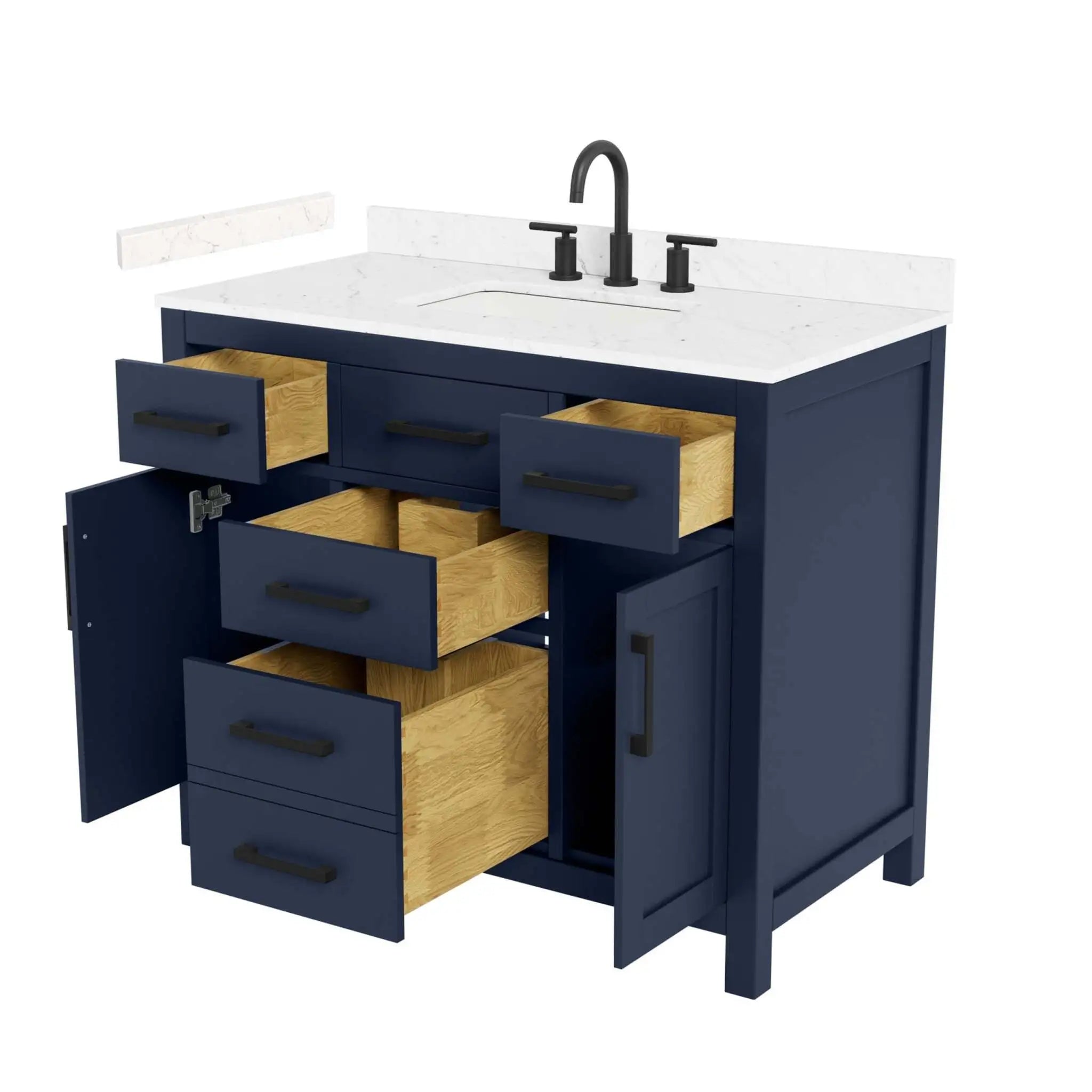 42" Beckett Single Bathroom Vanity in Dark Blue with Matte Black Trim by Wyndham