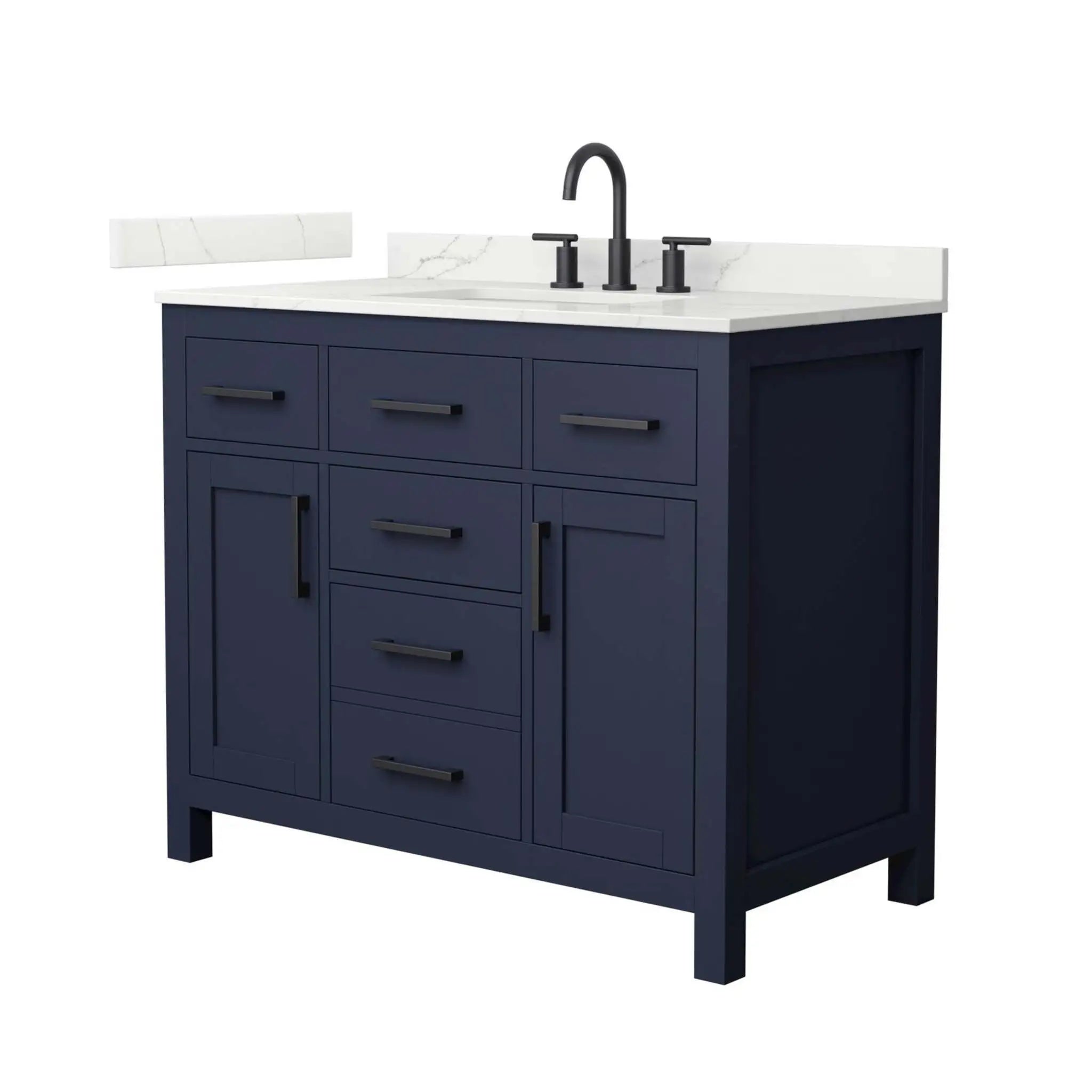 42" Beckett Single Bathroom Vanity in Dark Blue with Matte Black Trim by Wyndham