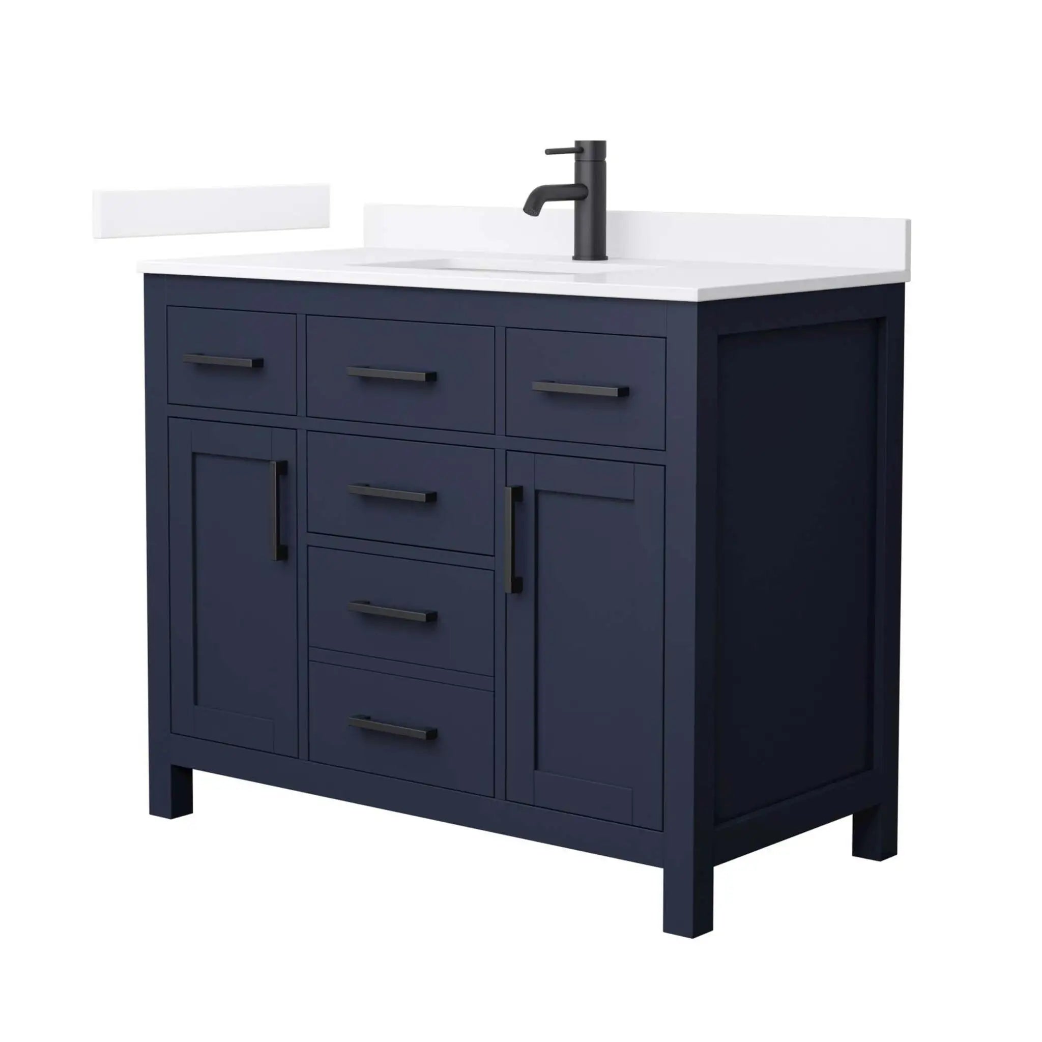 42" Beckett Single Bathroom Vanity in Dark Blue with Matte Black Trim by Wyndham