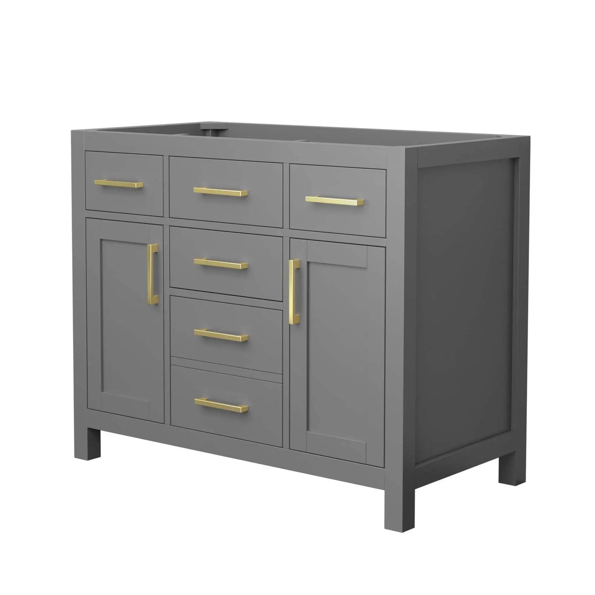 42" Beckett Single Bathroom Vanity in Dark Gray with Brushed Gold Trim by Wyndham