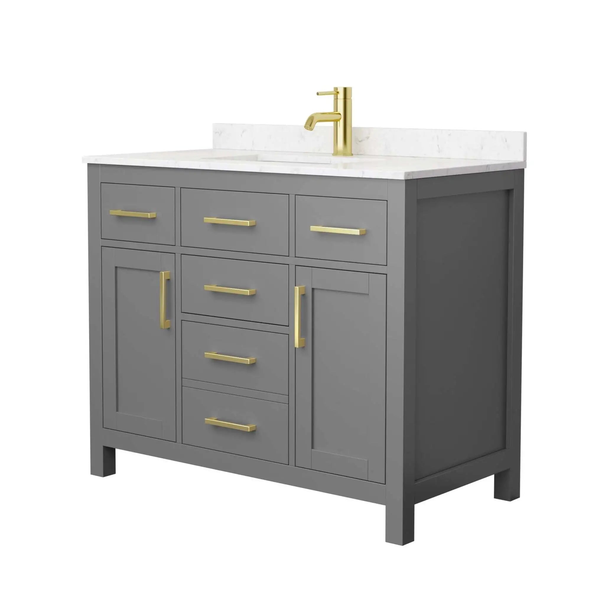 42" Beckett Single Bathroom Vanity in Dark Gray with Brushed Gold Trim by Wyndham