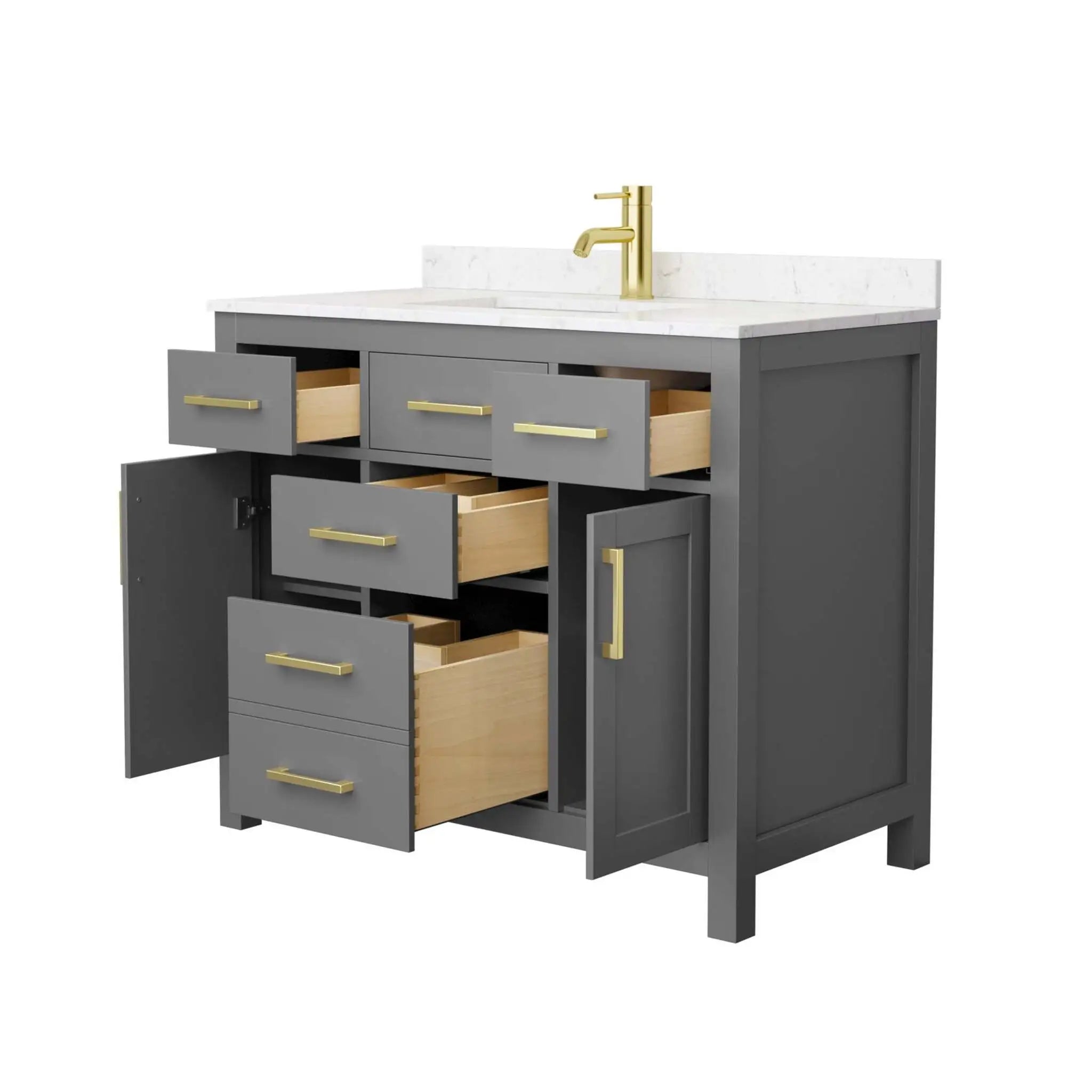 42" Beckett Single Bathroom Vanity in Dark Gray with Brushed Gold Trim by Wyndham