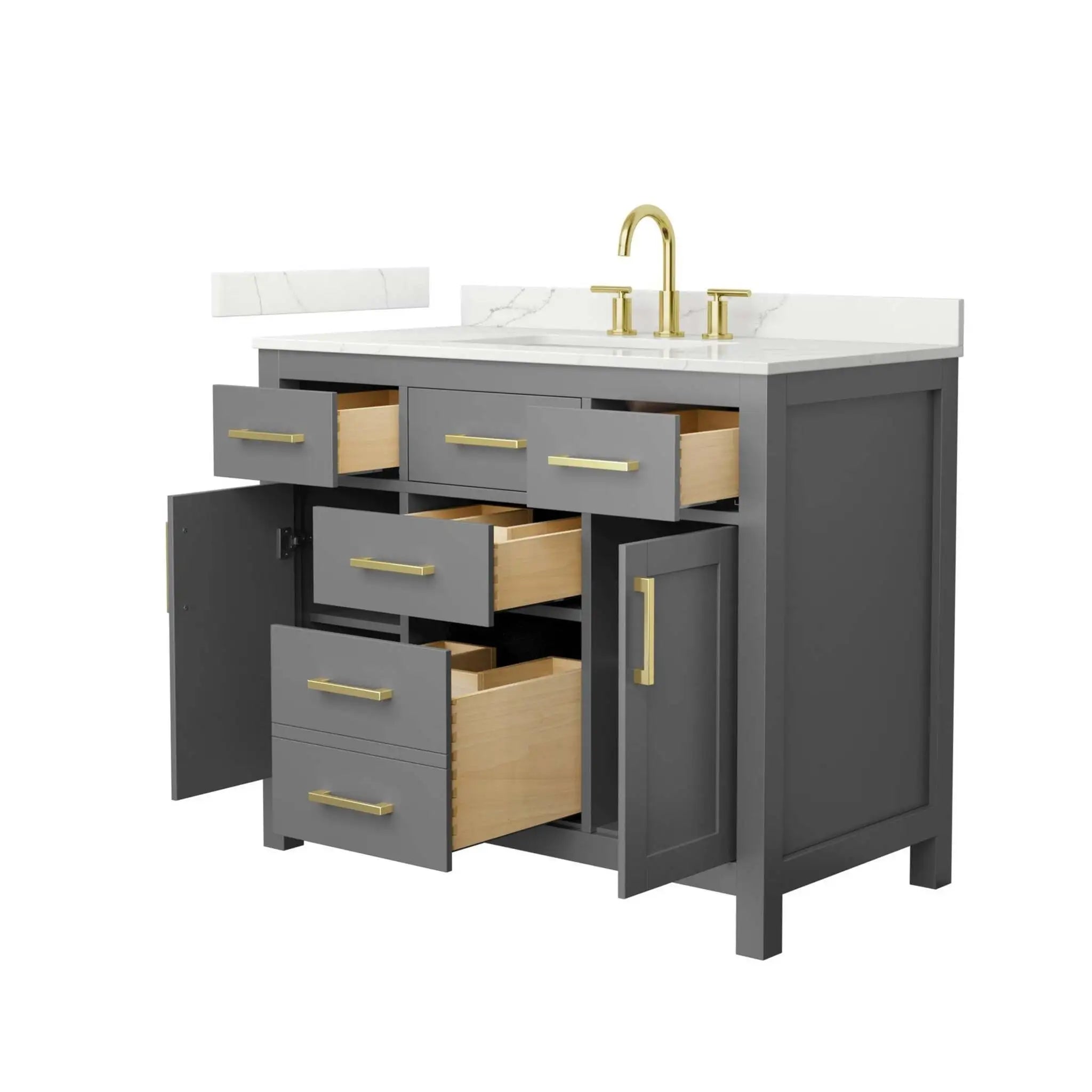 42" Beckett Single Bathroom Vanity in Dark Gray with Brushed Gold Trim by Wyndham