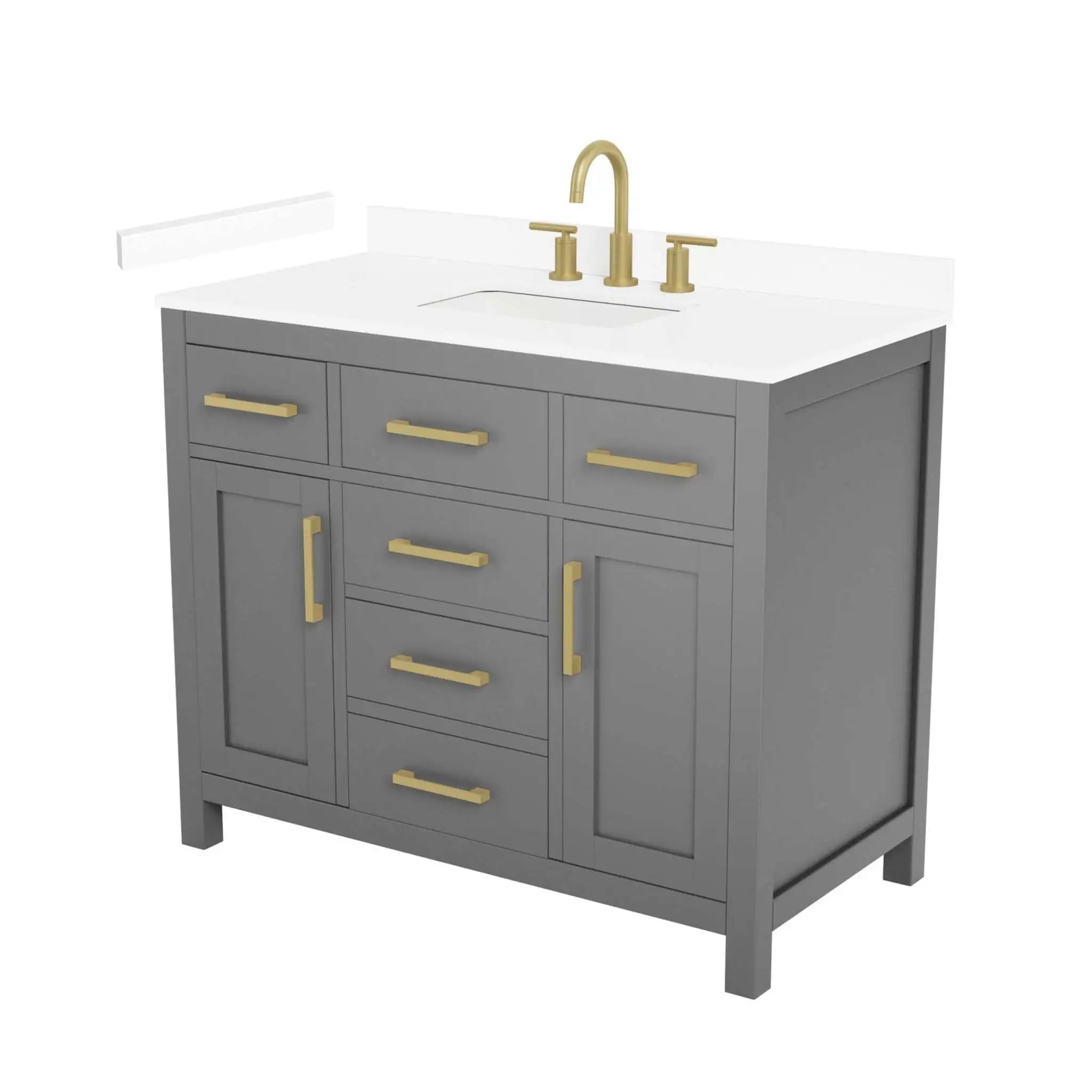 42" Beckett Single Bathroom Vanity in Dark Gray with Brushed Gold Trim by Wyndham