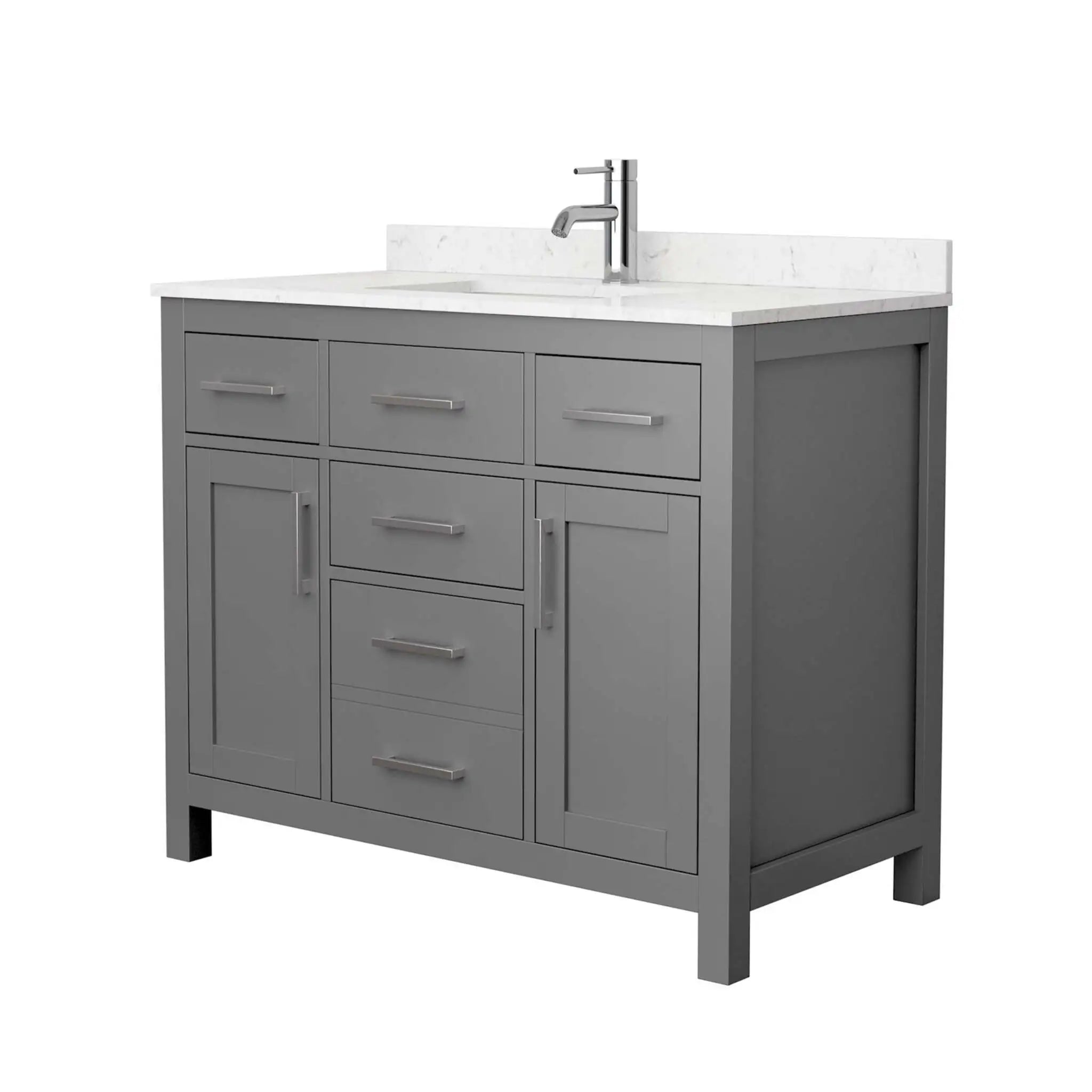42" Beckett Single Bathroom Vanity in Dark Gray with Brushed Nickel Trim by Wyndham