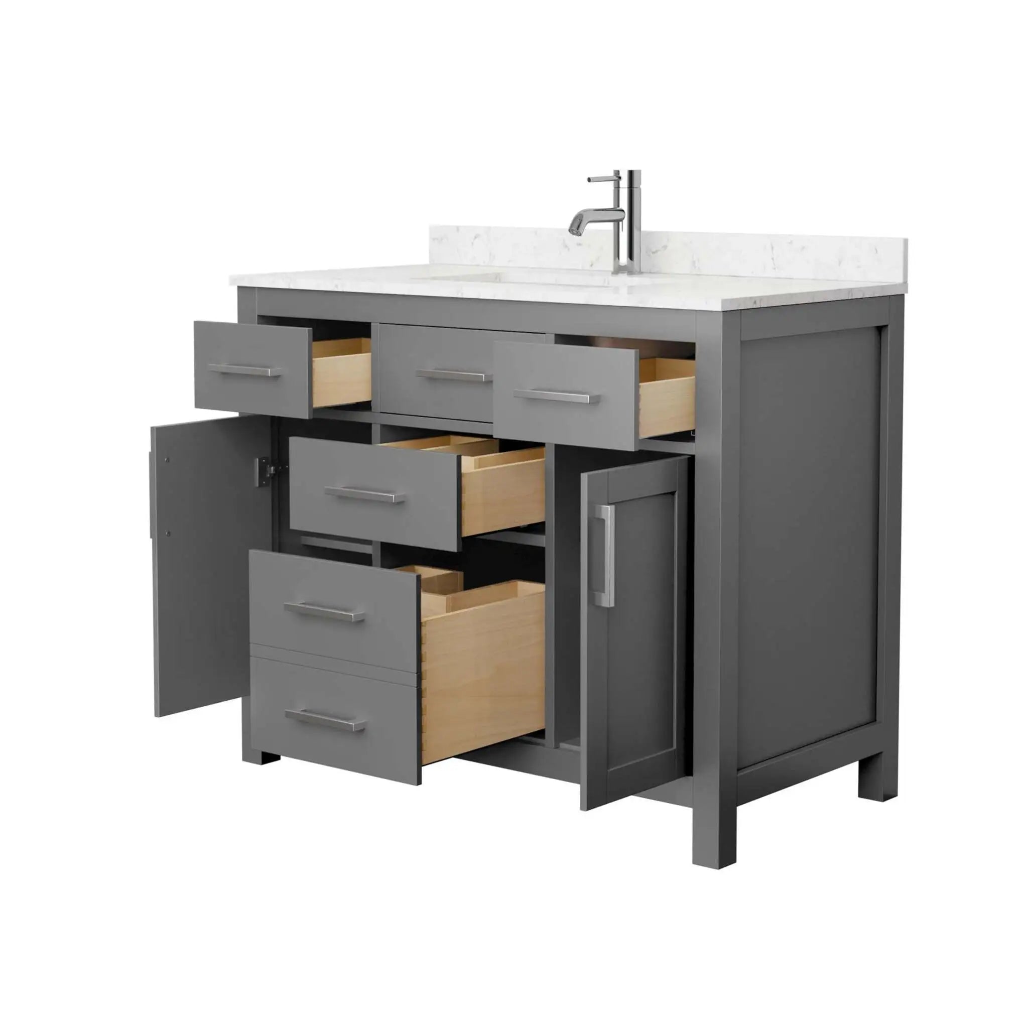 42" Beckett Single Bathroom Vanity in Dark Gray with Brushed Nickel Trim by Wyndham