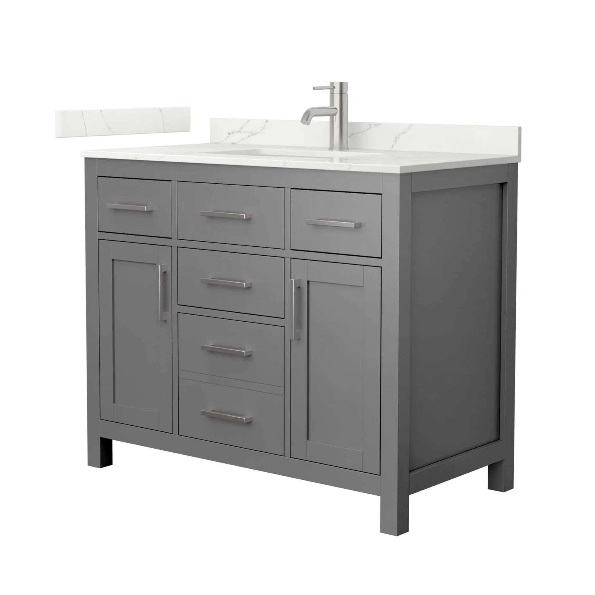 42" Beckett Single Bathroom Vanity in Dark Gray with Brushed Nickel Trim by Wyndham