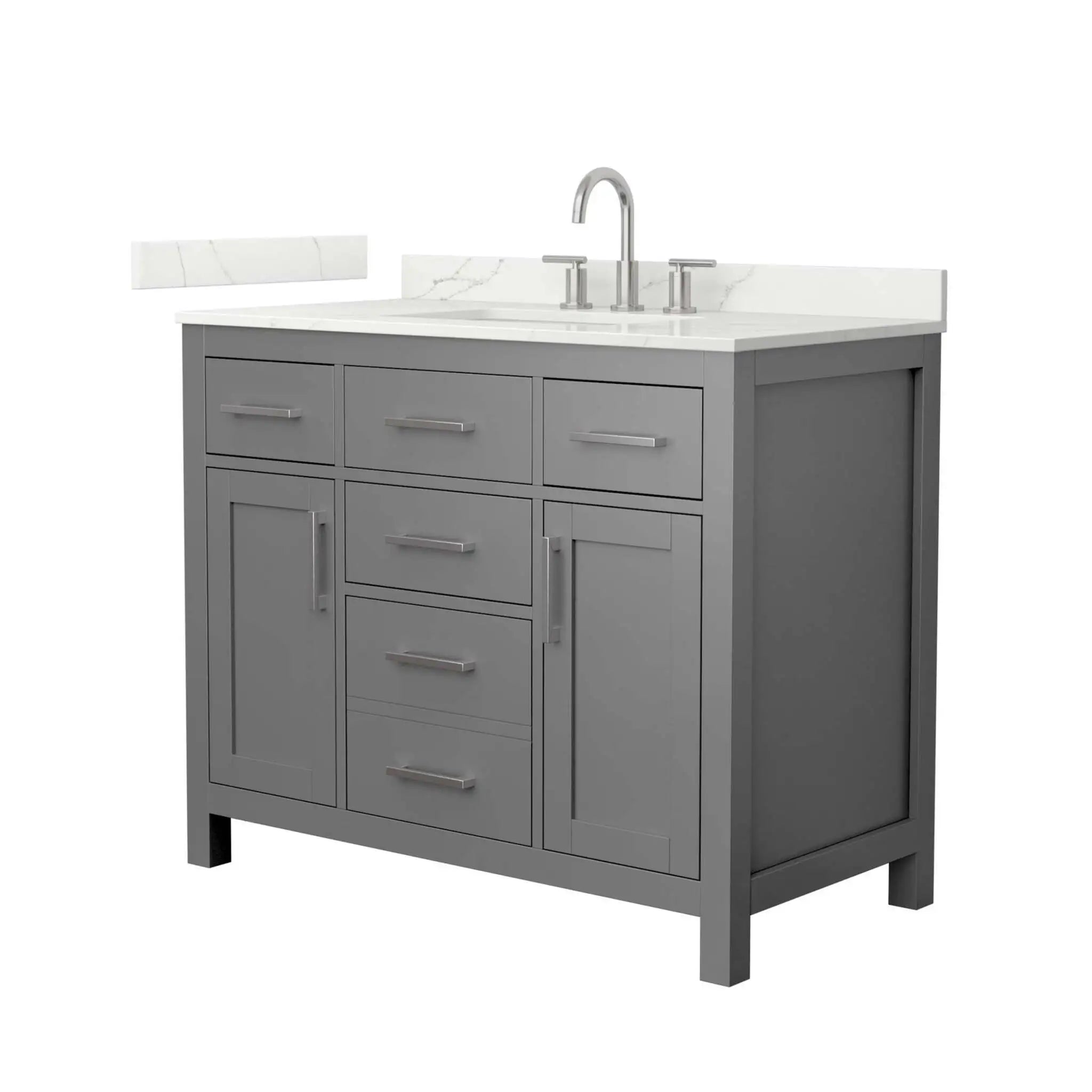 42" Beckett Single Bathroom Vanity in Dark Gray with Brushed Nickel Trim by Wyndham