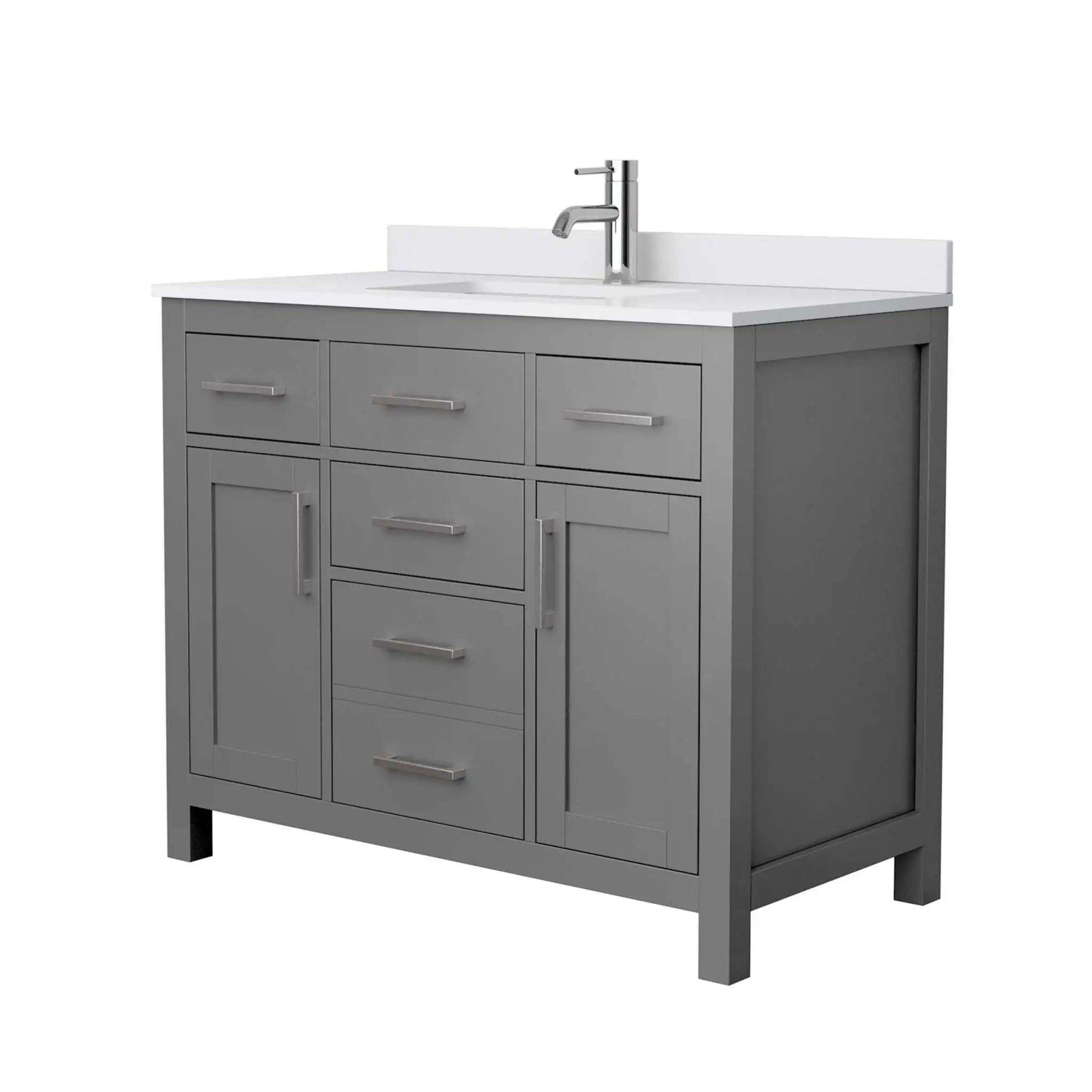 42" Beckett Single Bathroom Vanity in Dark Gray with Brushed Nickel Trim by Wyndham