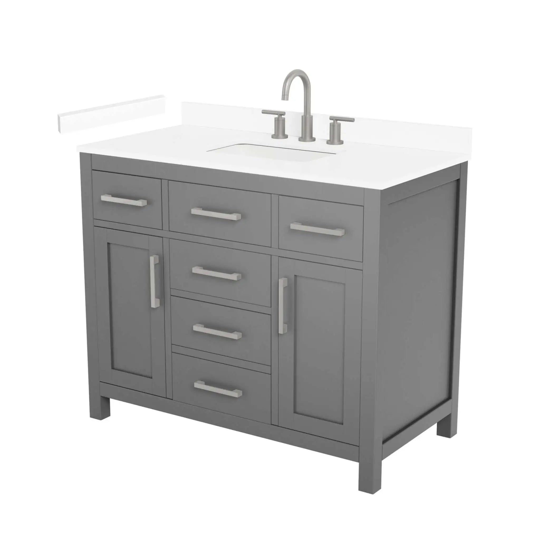 42" Beckett Single Bathroom Vanity in Dark Gray with Brushed Nickel Trim by Wyndham
