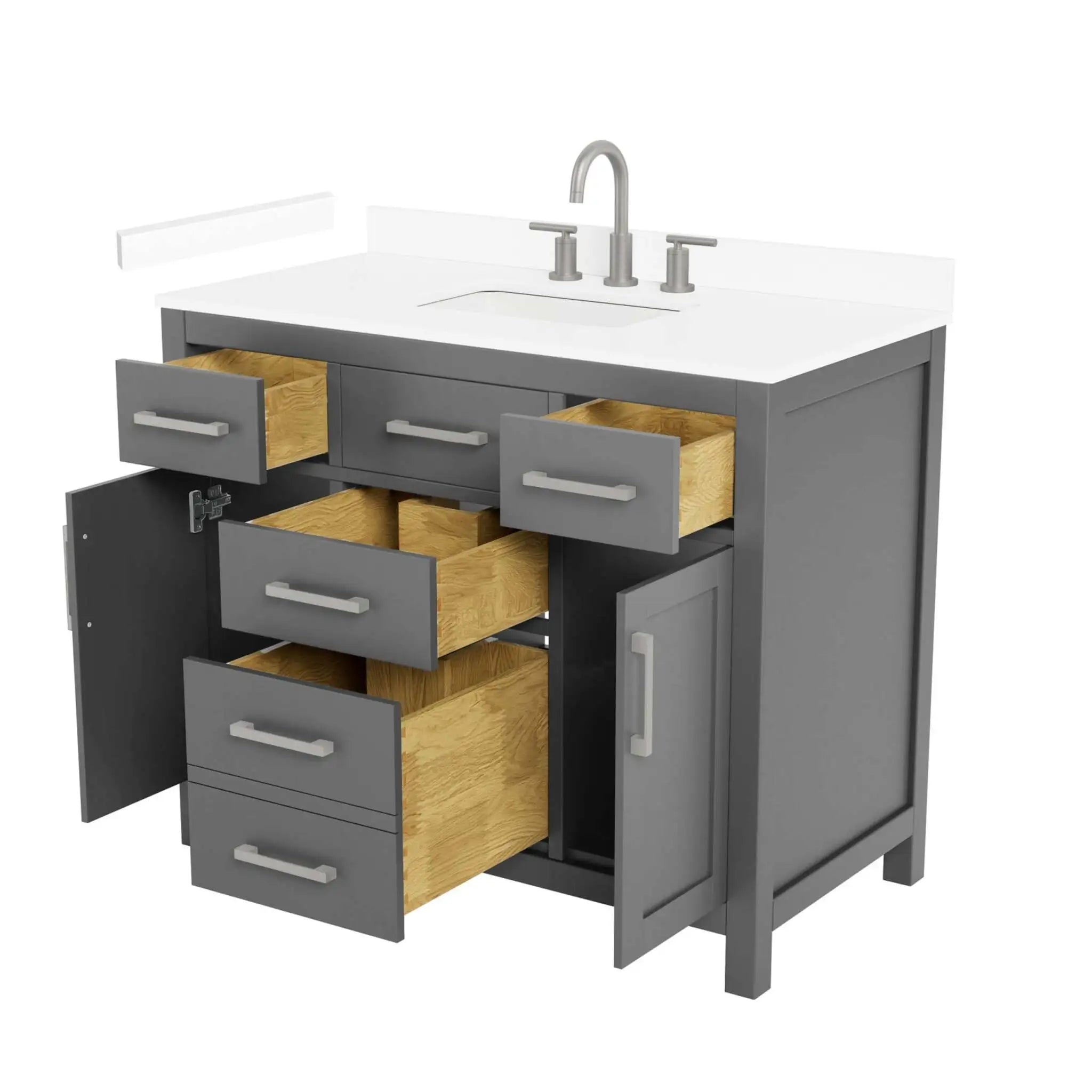 42" Beckett Single Bathroom Vanity in Dark Gray with Brushed Nickel Trim by Wyndham