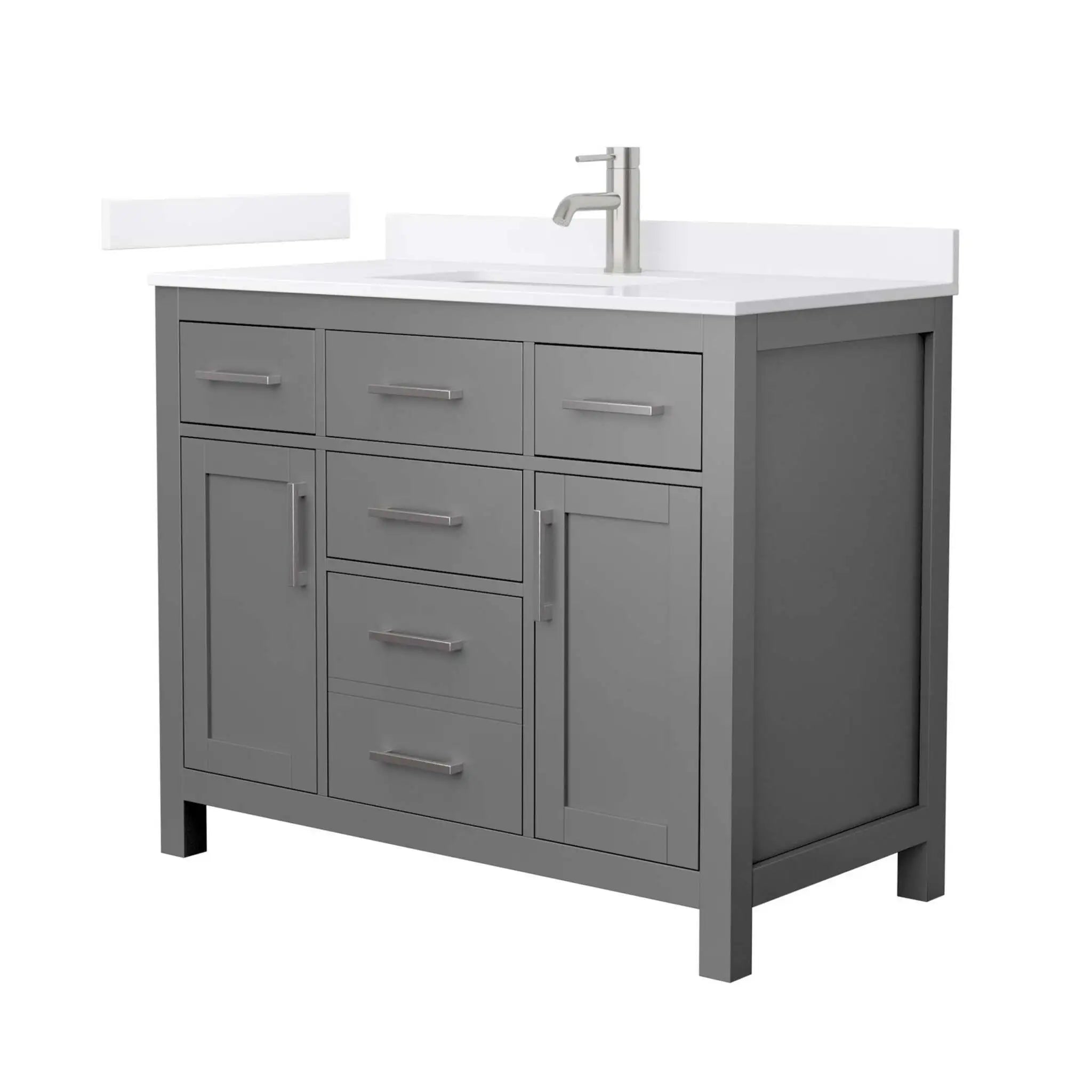 42" Beckett Single Bathroom Vanity in Dark Gray with Brushed Nickel Trim by Wyndham