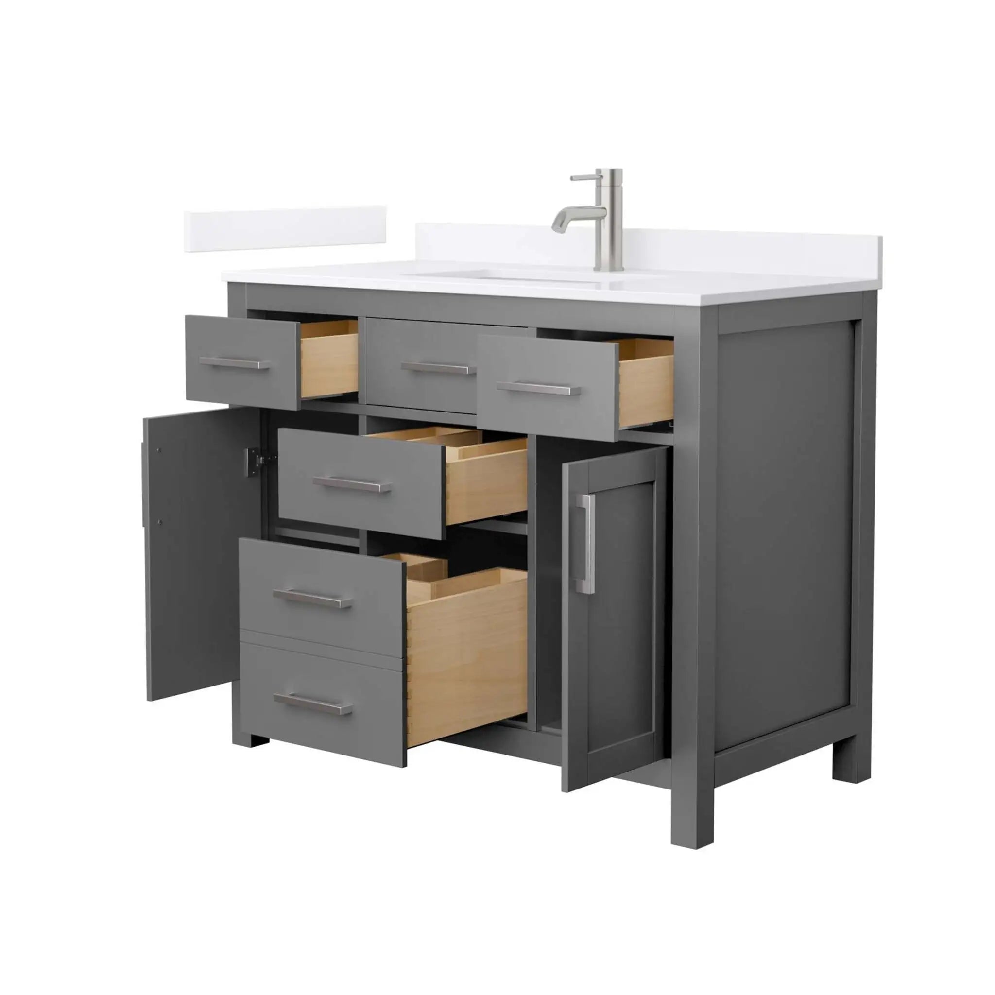42" Beckett Single Bathroom Vanity in Dark Gray with Brushed Nickel Trim by Wyndham
