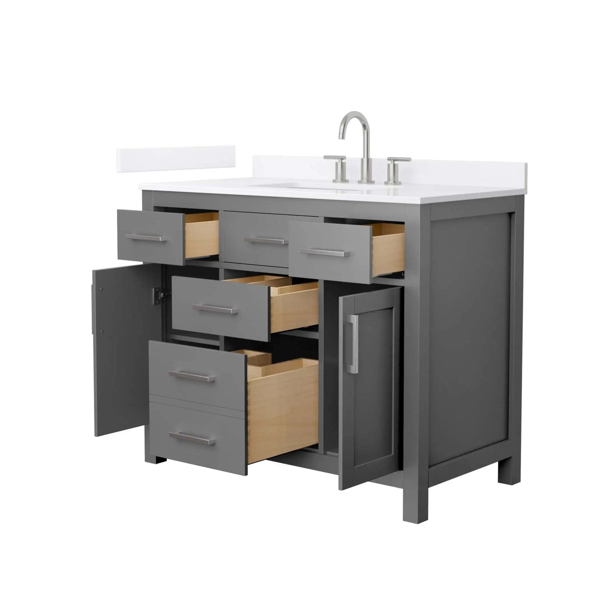 42" Beckett Single Bathroom Vanity in Dark Gray with Brushed Nickel Trim by Wyndham