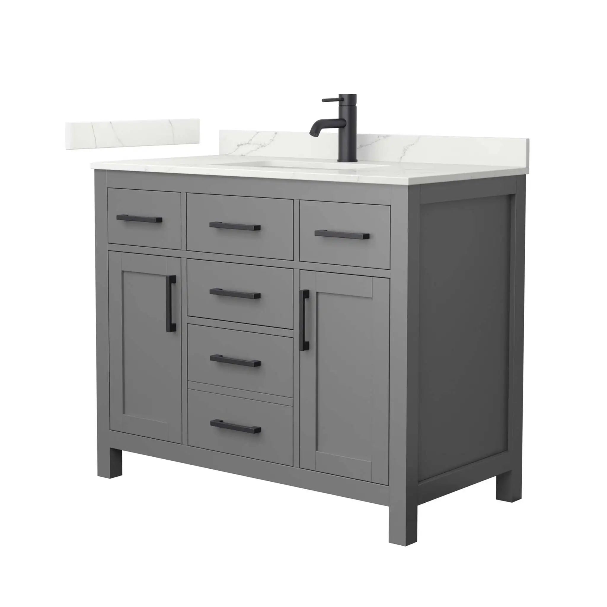 42" Beckett Single Bathroom Vanity in Dark Gray with Matte Black Trim by Wyndham