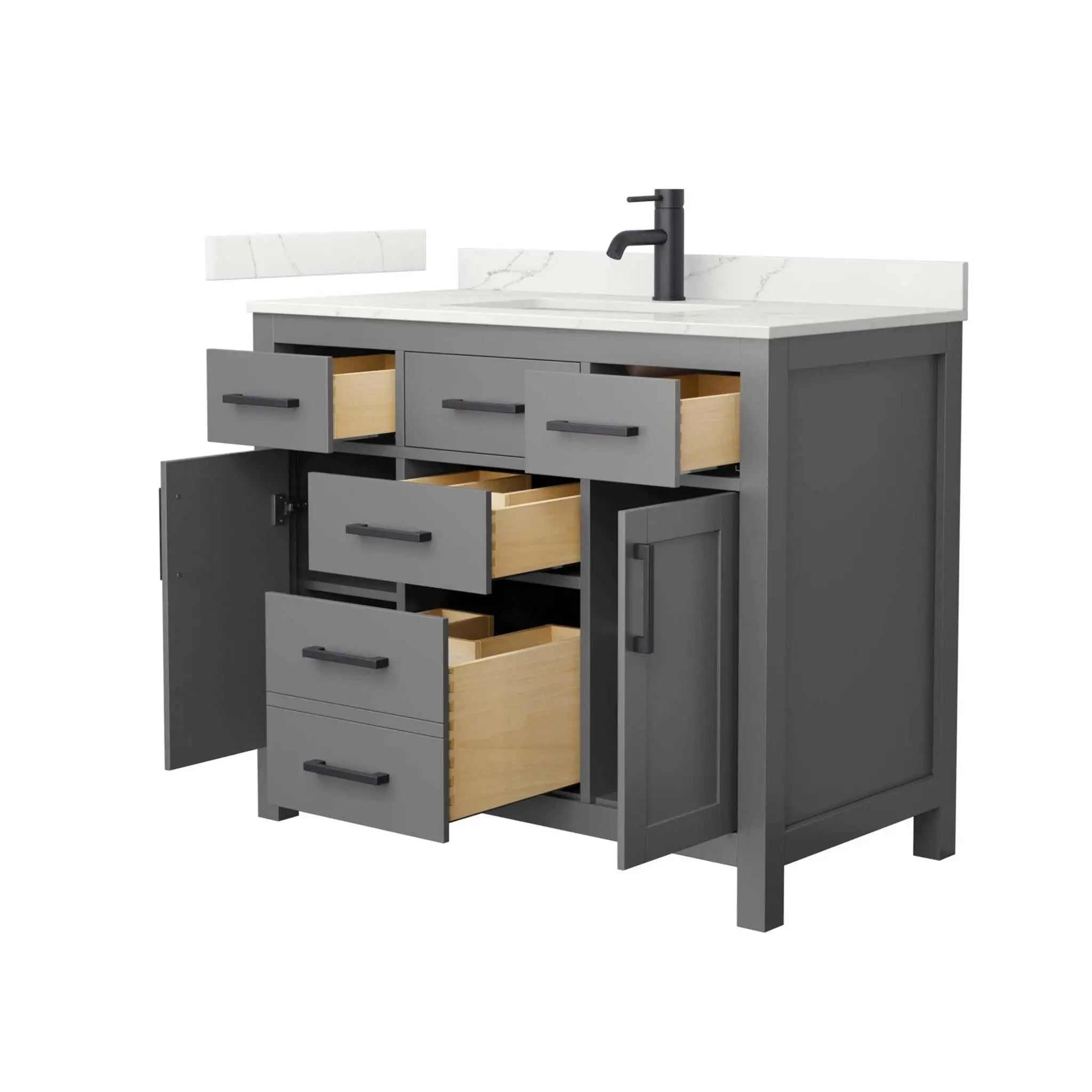 42" Beckett Single Bathroom Vanity in Dark Gray with Matte Black Trim by Wyndham