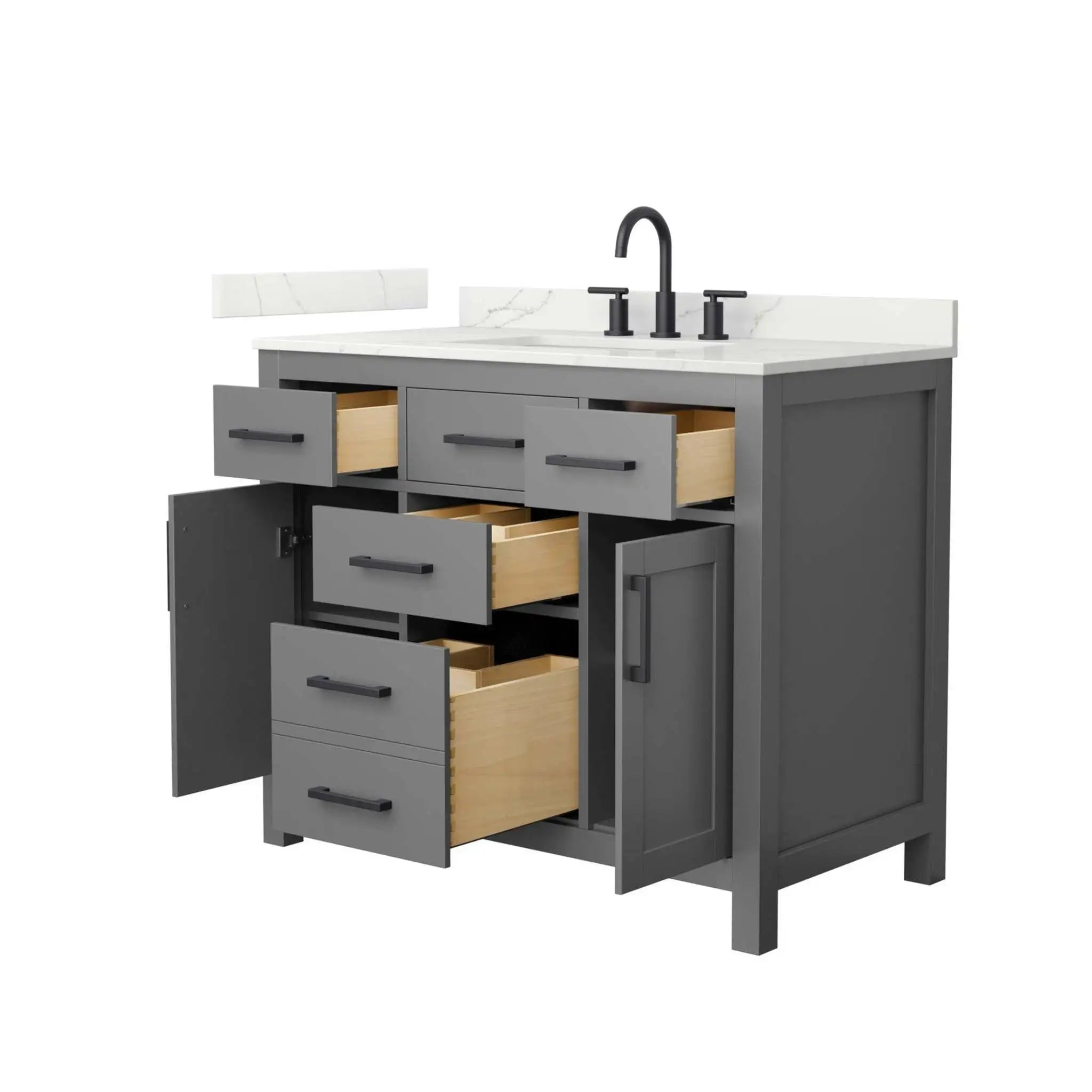 42" Beckett Single Bathroom Vanity in Dark Gray with Matte Black Trim by Wyndham