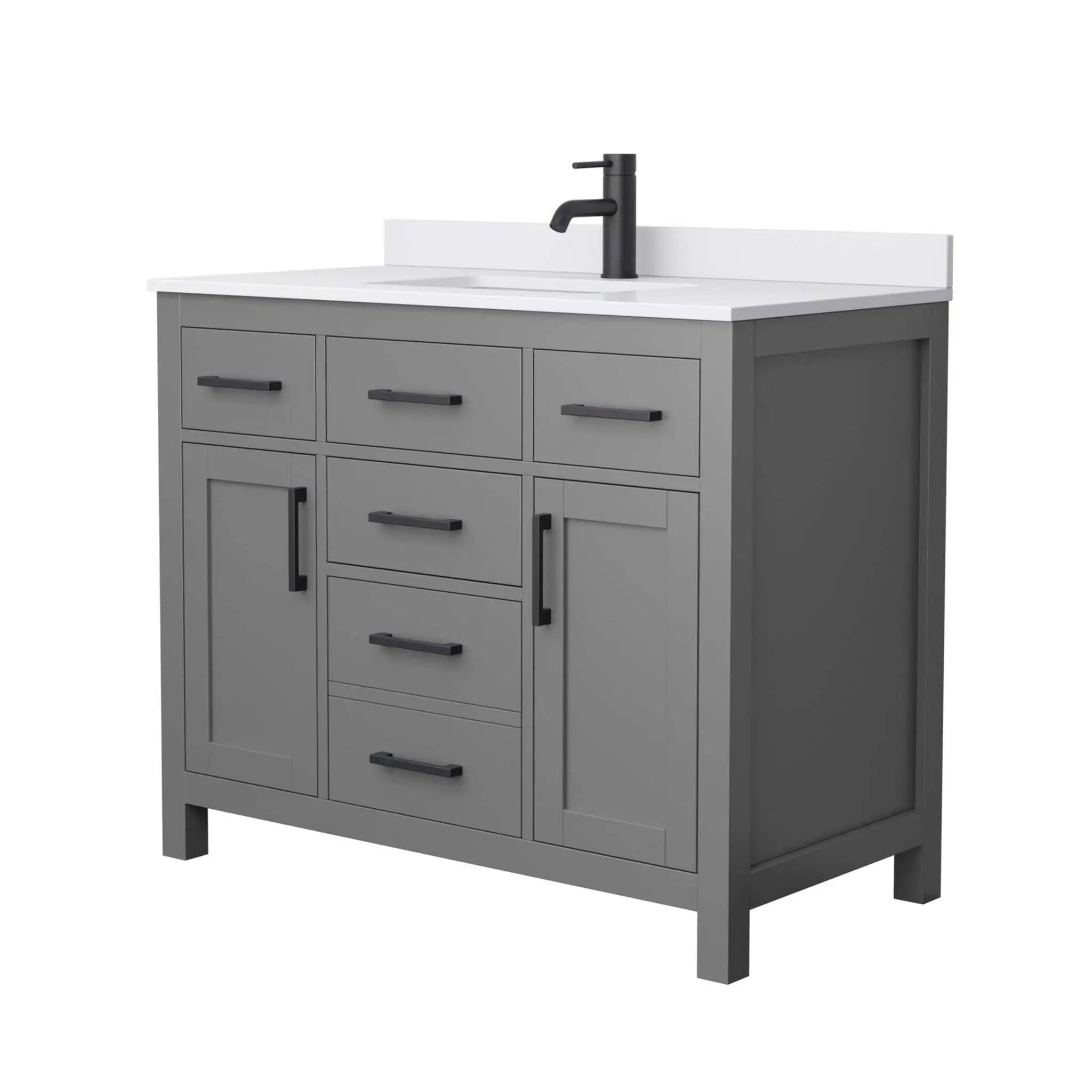 42" Beckett Single Bathroom Vanity in Dark Gray with Matte Black Trim by Wyndham