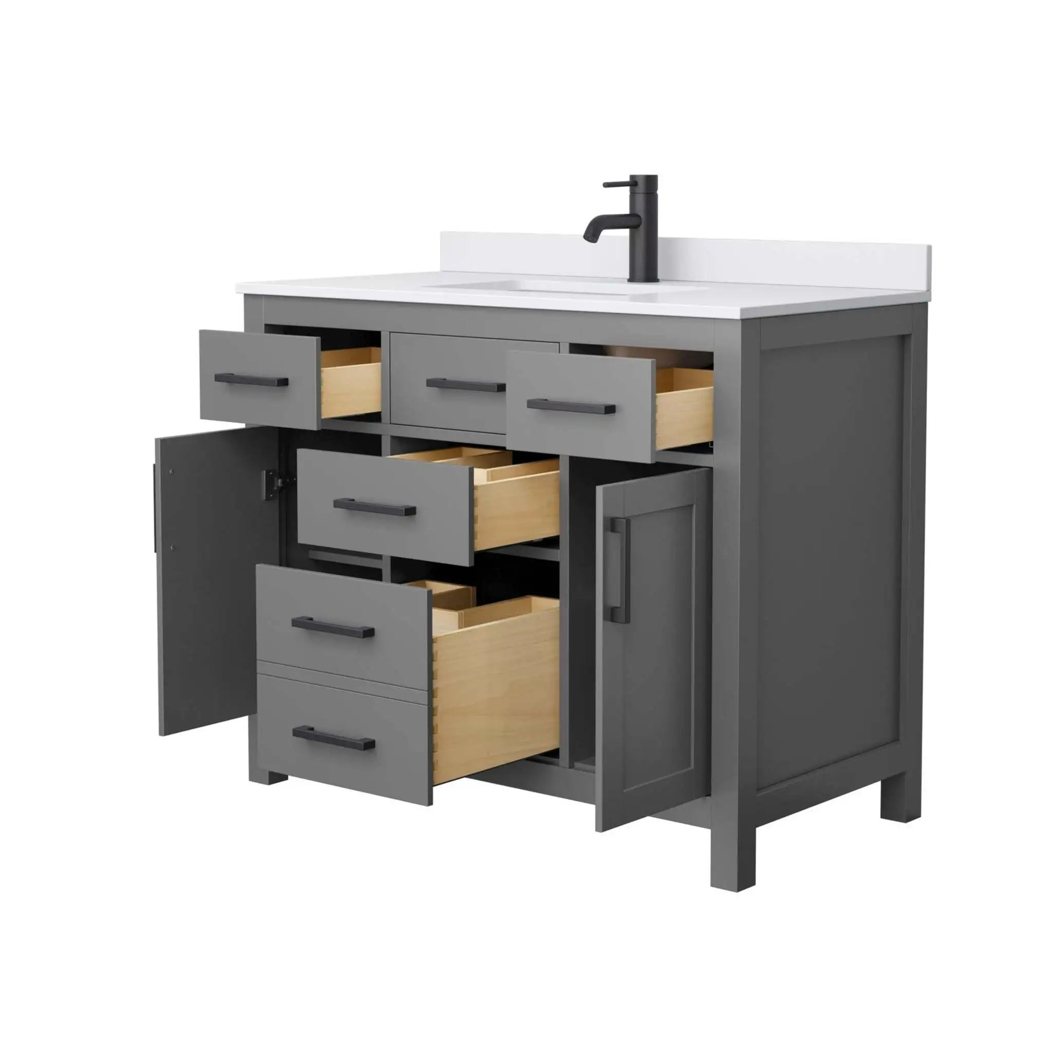 42" Beckett Single Bathroom Vanity in Dark Gray with Matte Black Trim by Wyndham