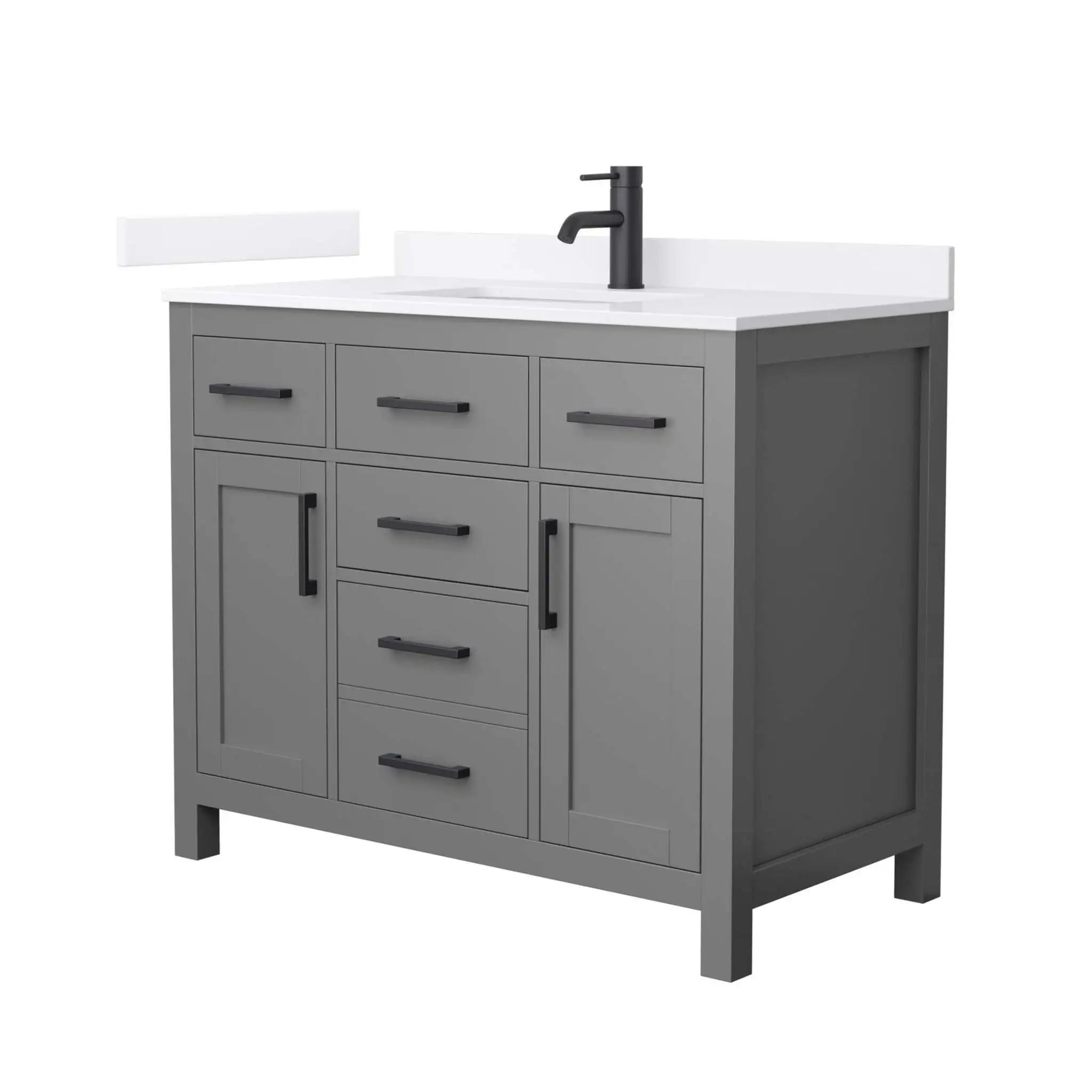 42" Beckett Single Bathroom Vanity in Dark Gray with Matte Black Trim by Wyndham