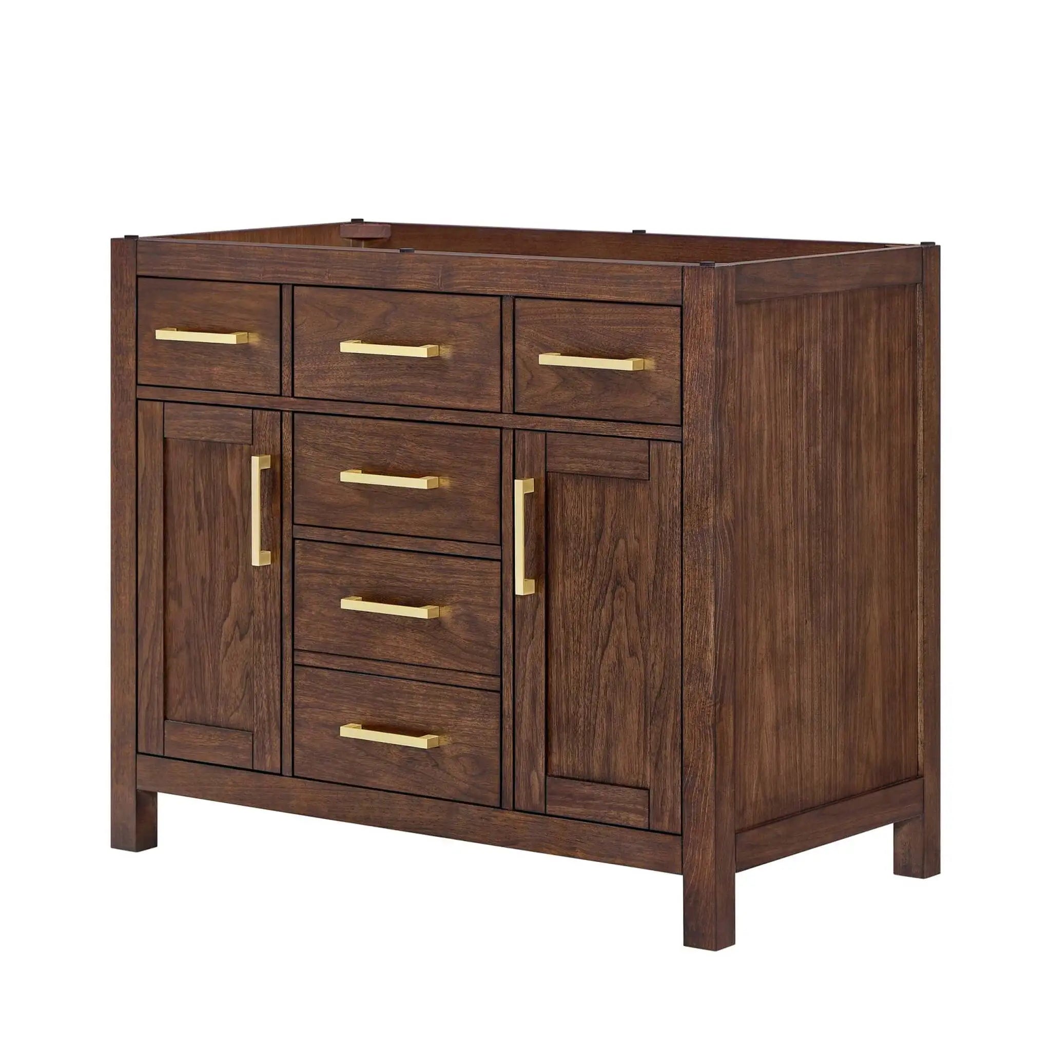 42" Beckett Single Bathroom Vanity in Dark Walnut with Brushed Gold Trim by Wyndham