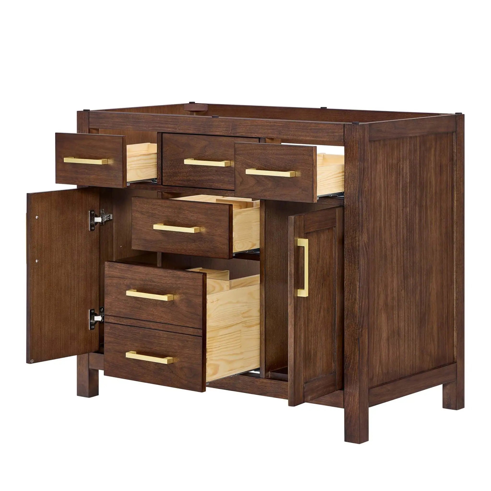 42" Beckett Single Bathroom Vanity in Dark Walnut with Brushed Gold Trim by Wyndham
